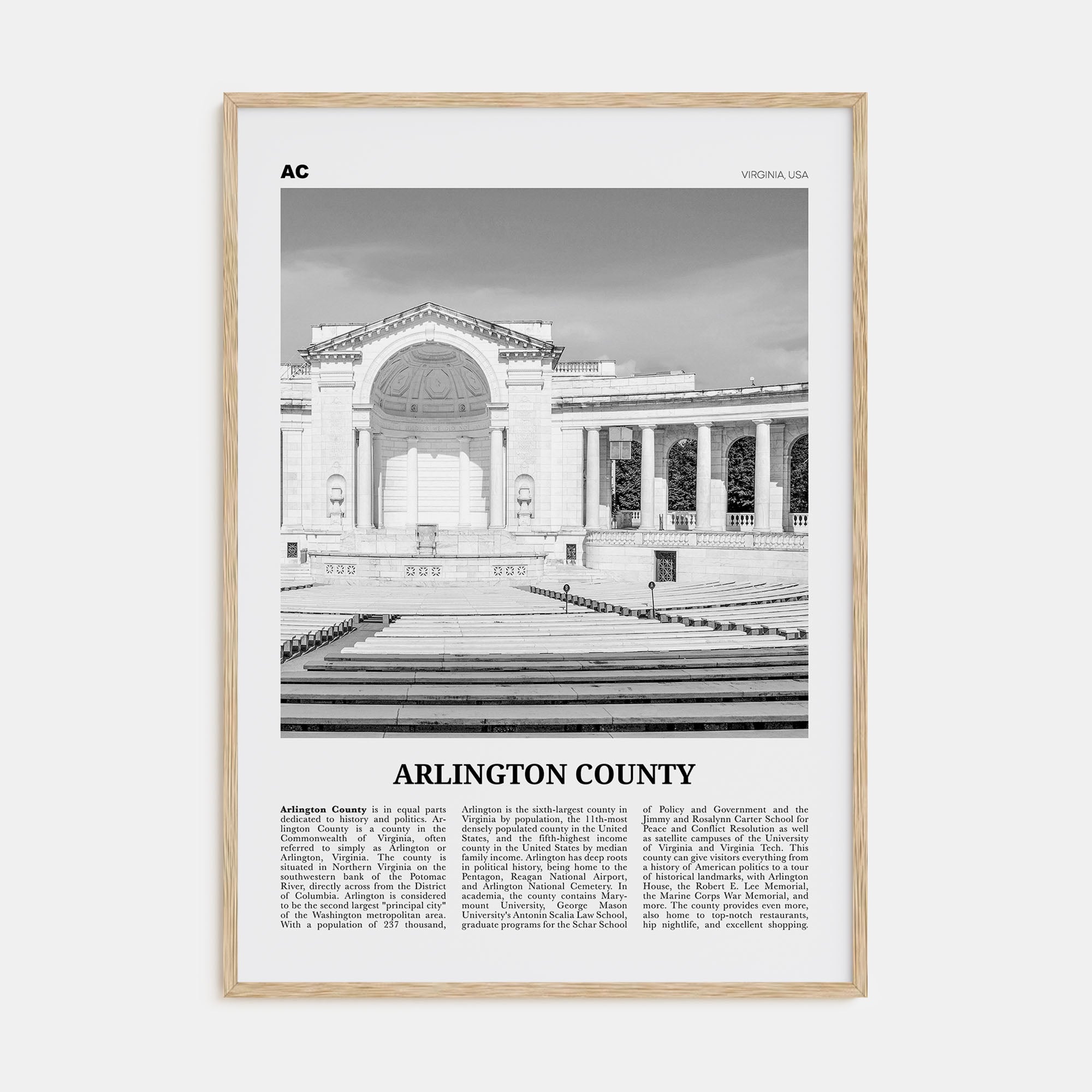 Arlington County, Virginia Travel B&W No 2 Poster