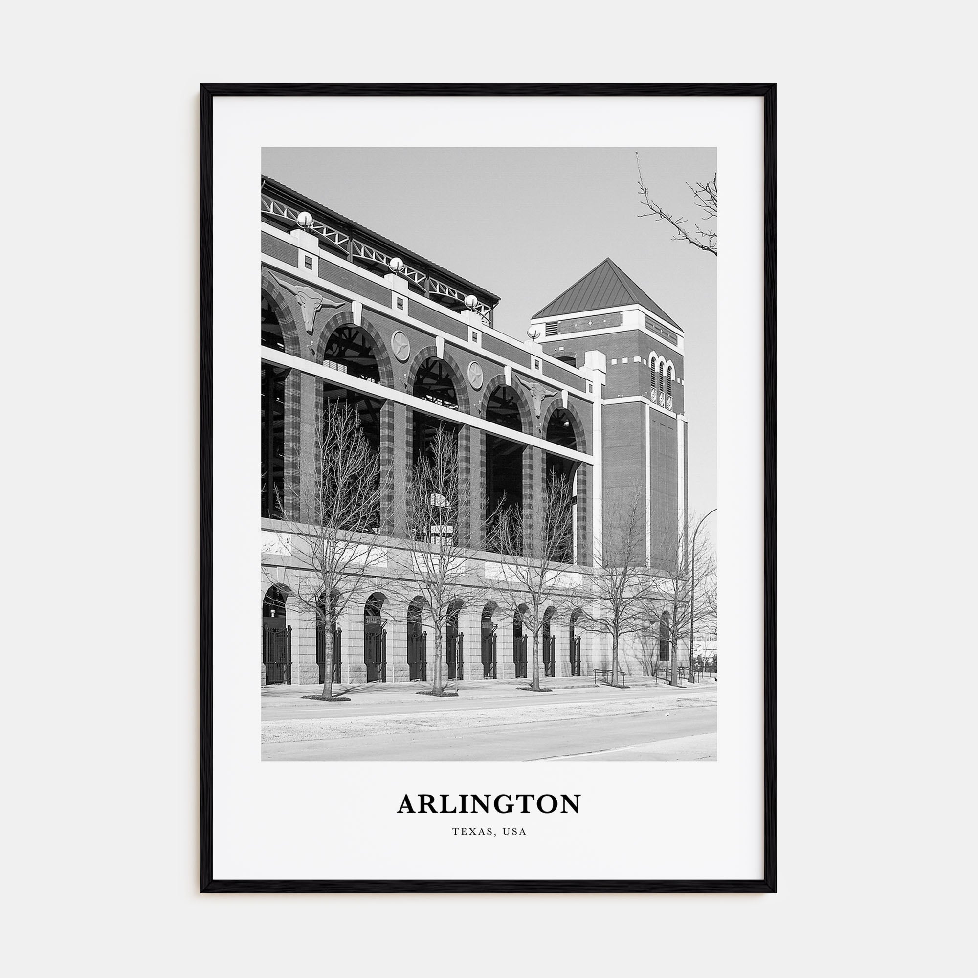 Arlington, Texas Portrait B&W Poster