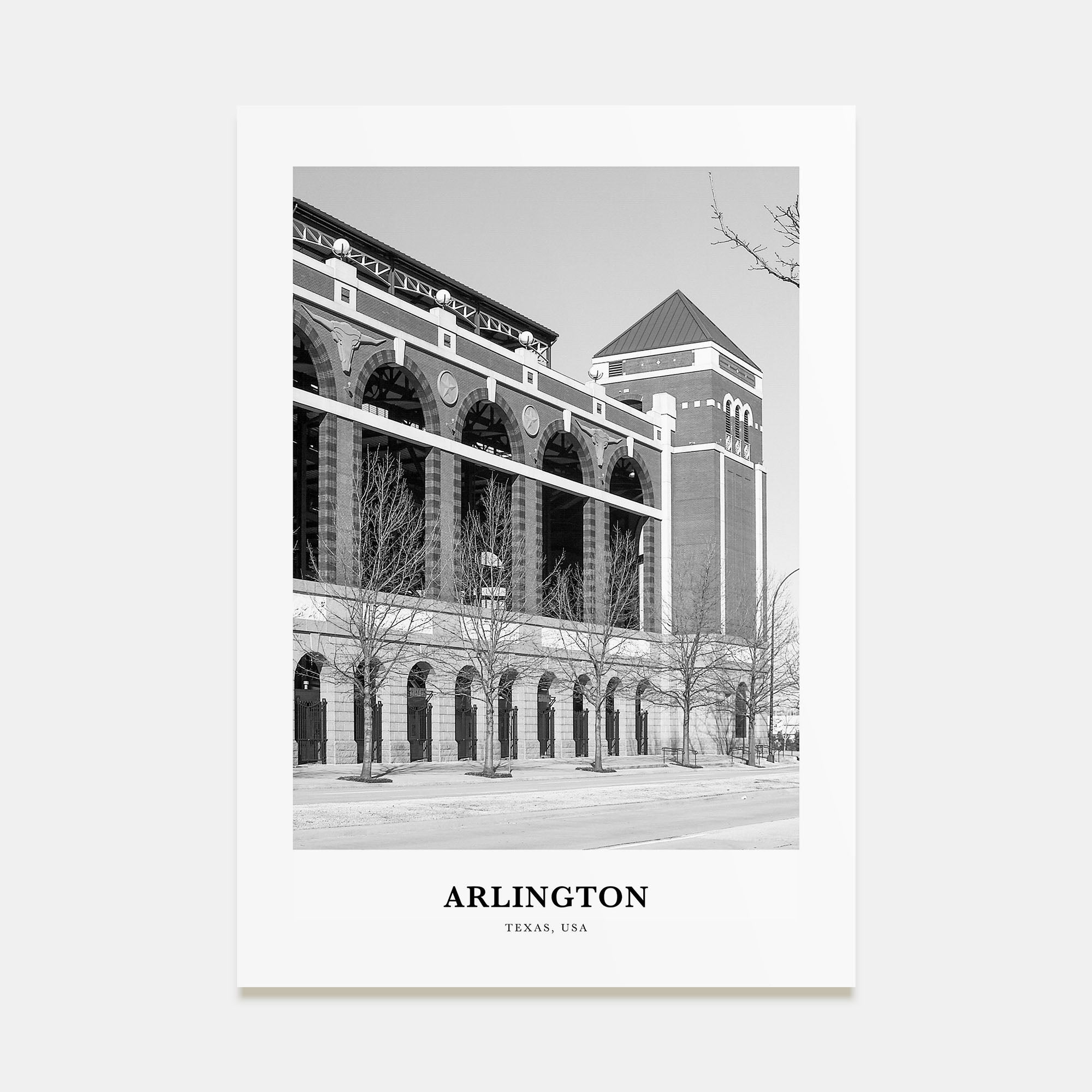 Arlington, Texas Portrait B&W Poster