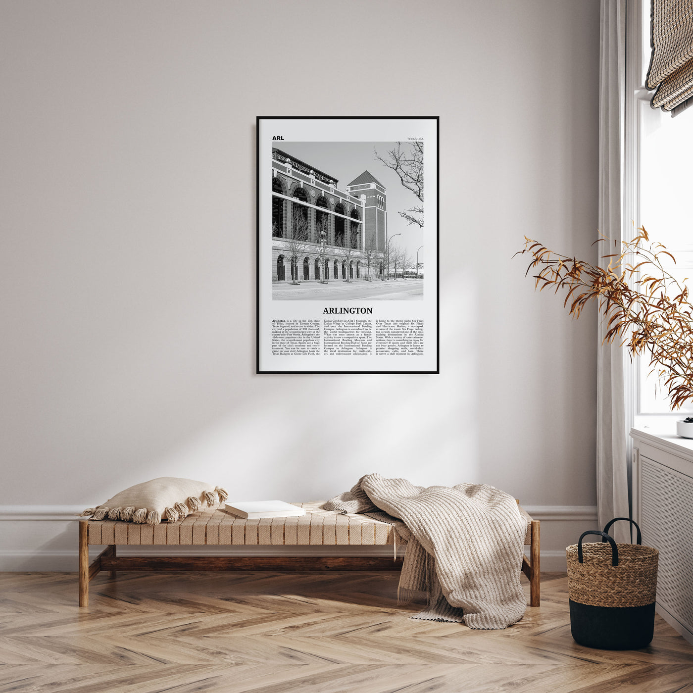 Arlington, Texas Travel B&W Poster