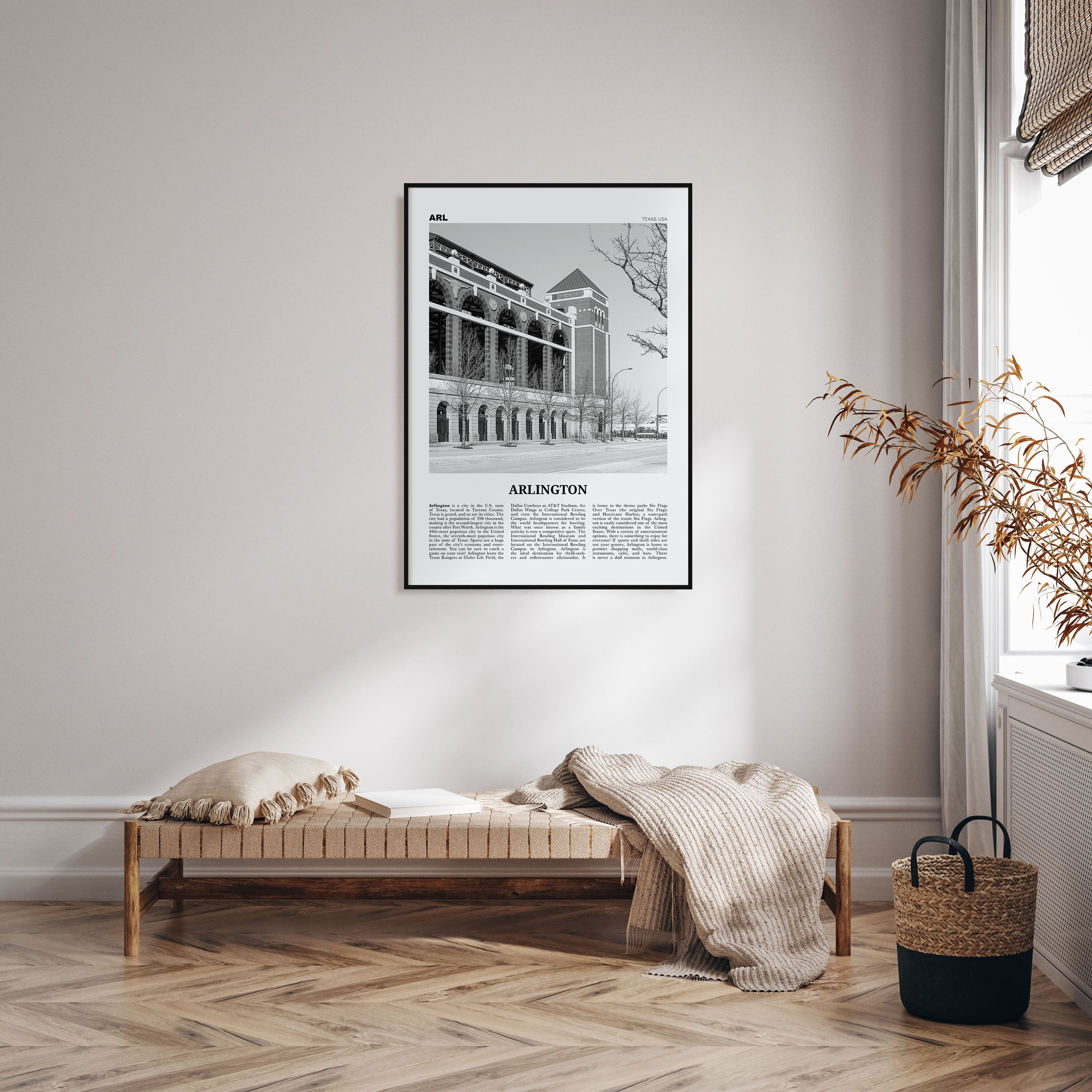 Arlington, Texas Travel B&W Poster