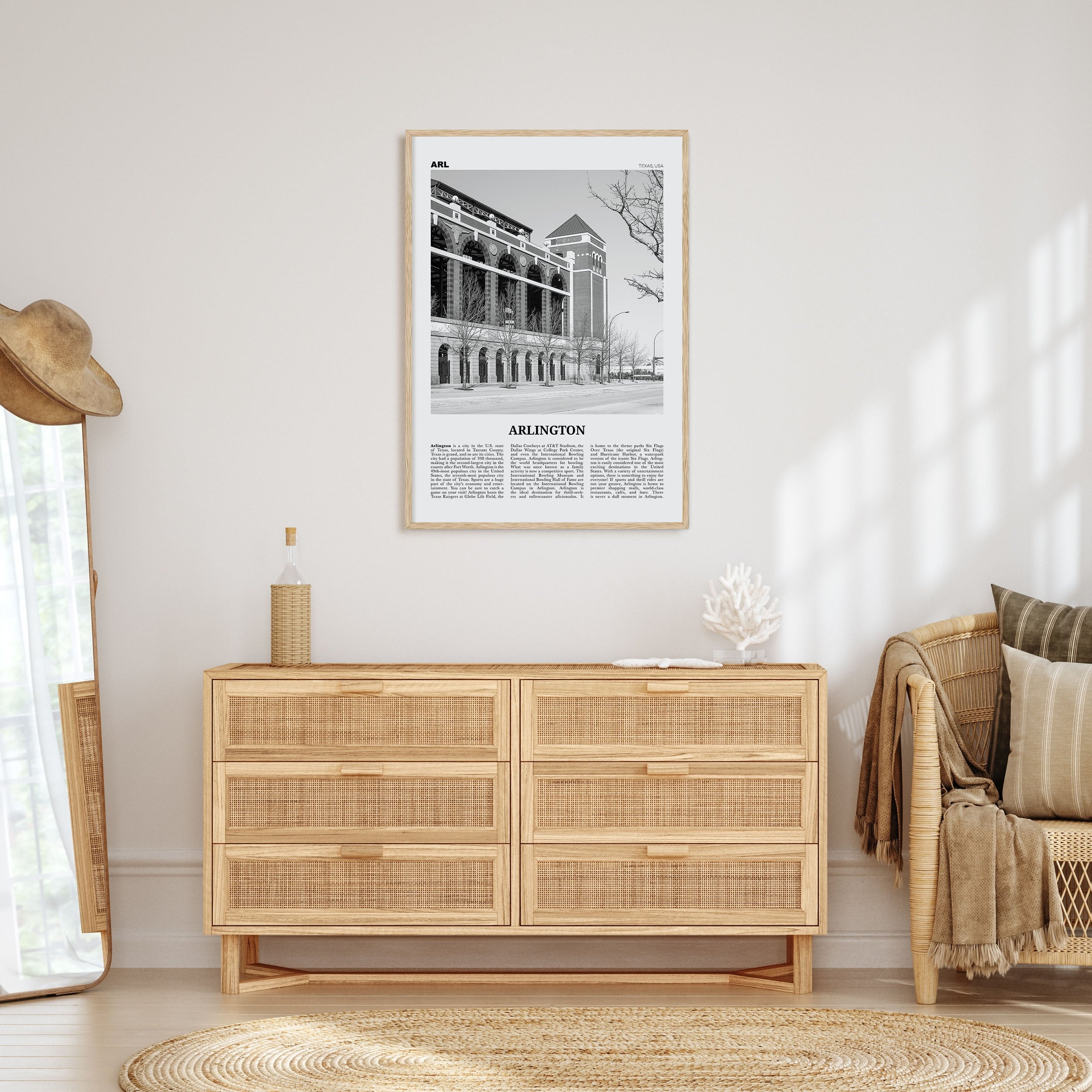 Arlington, Texas Travel B&W Poster