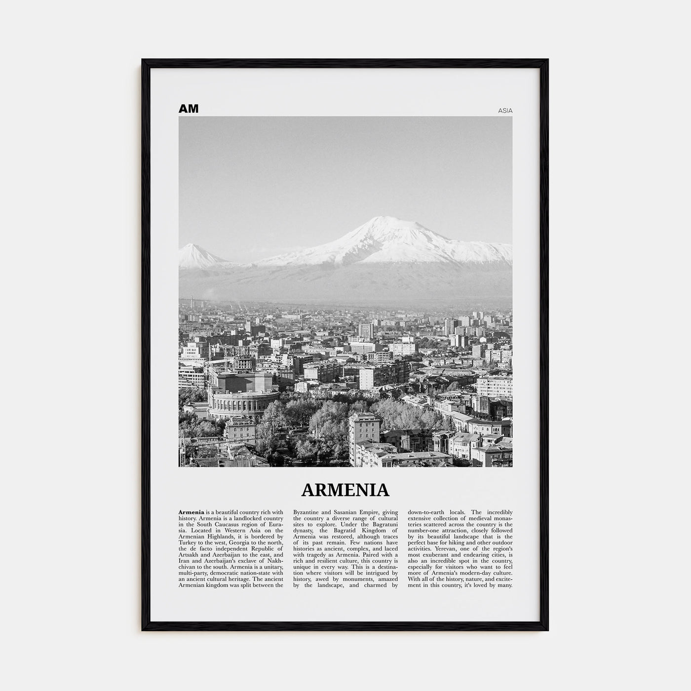 Armenia Travel B&W Poster