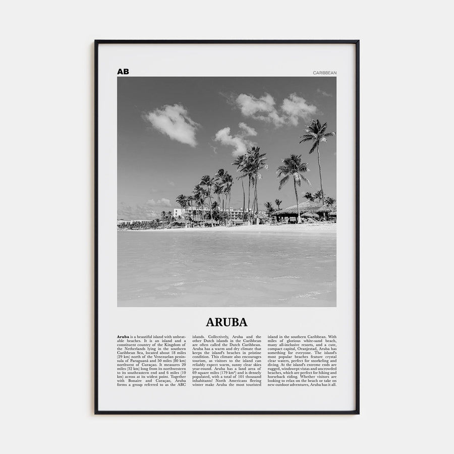 Aruba Travel B&W No 1 Poster