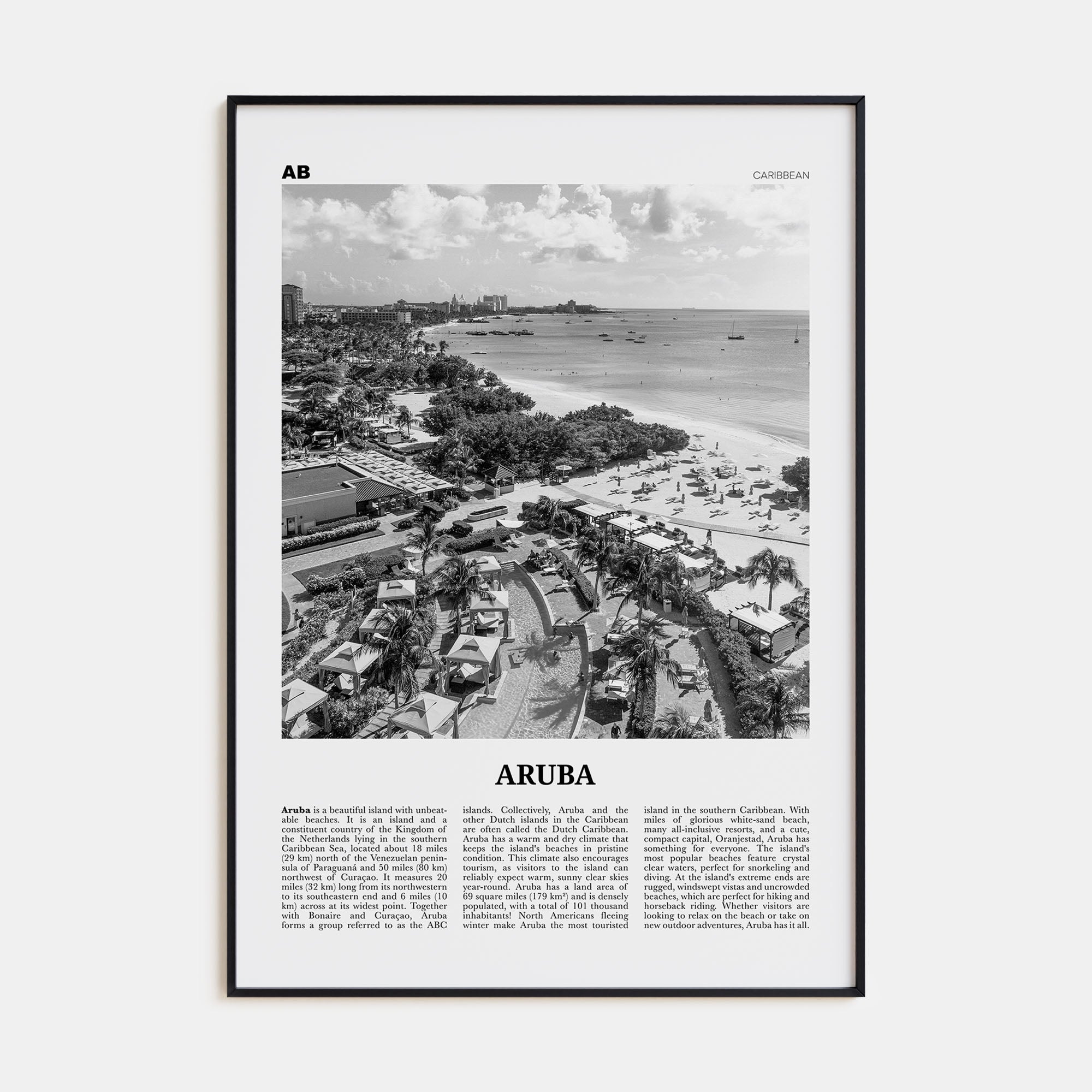 Aruba Travel B&W No 2 Poster