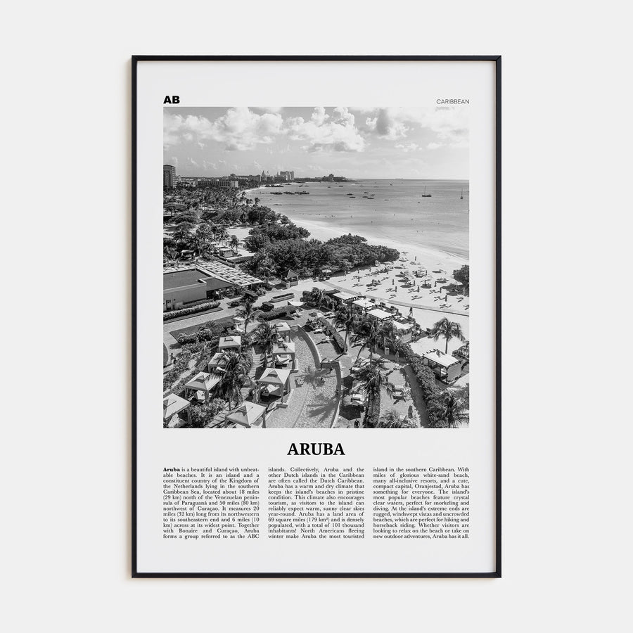 Aruba Travel B&W No 2 Poster