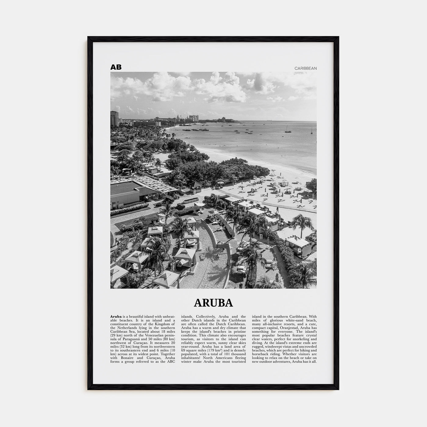 Aruba Travel B&W No 2 Poster