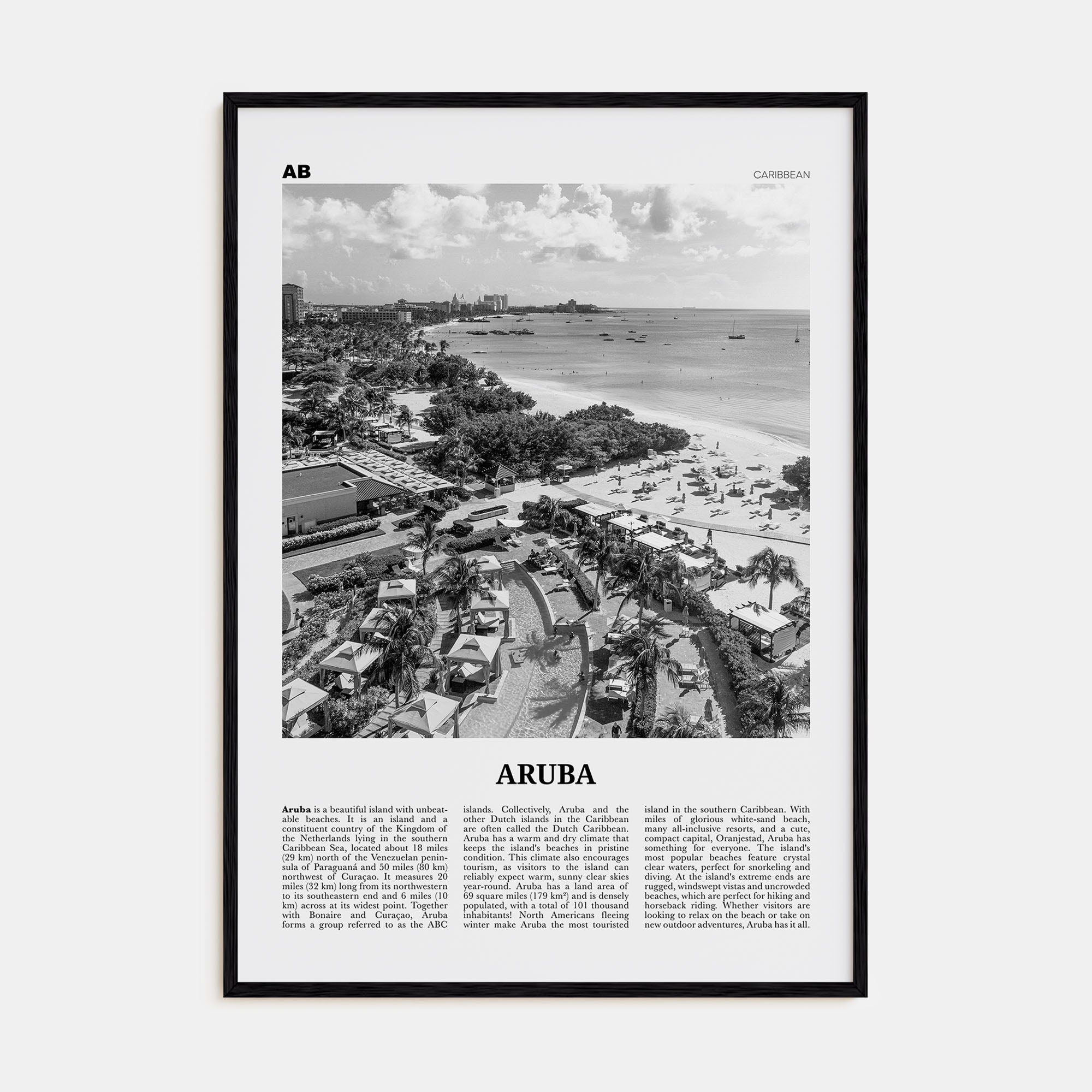 Aruba Travel B&W No 2 Poster