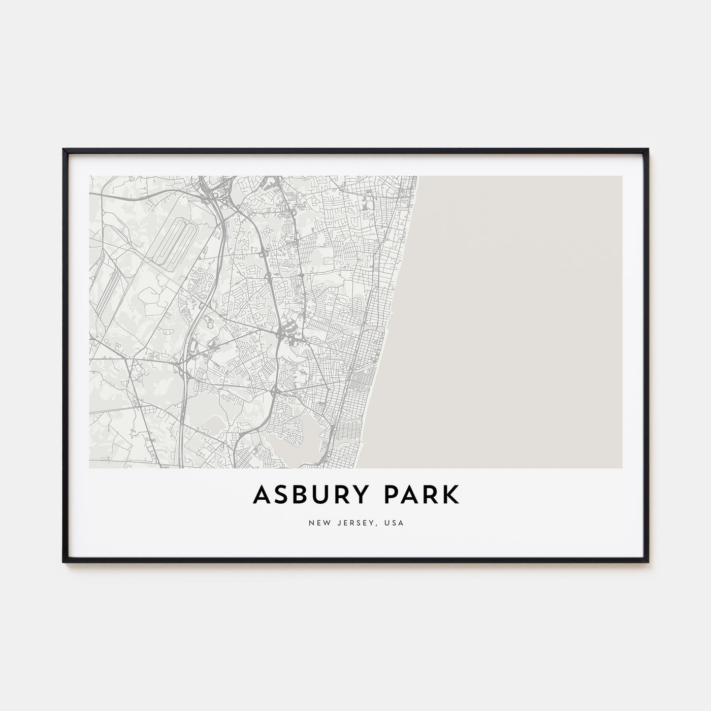 Asbury Park Map Landscape Poster