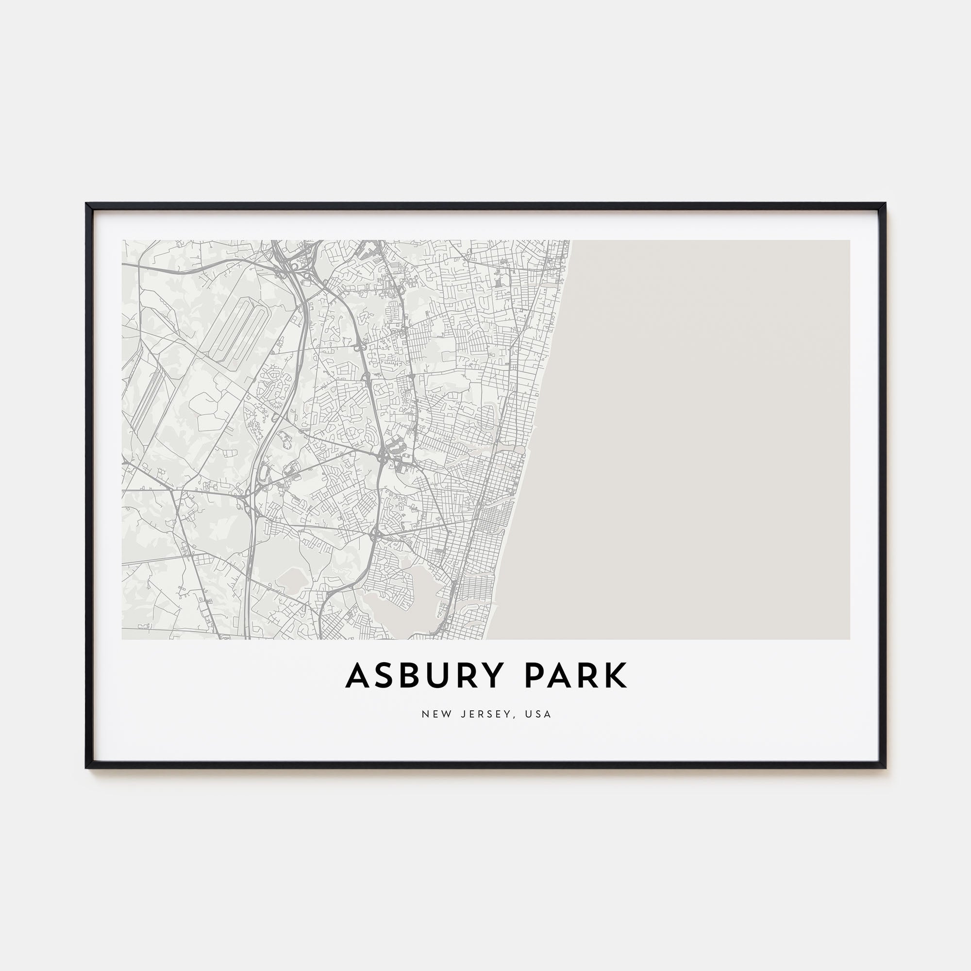 Asbury Park Map Landscape Poster