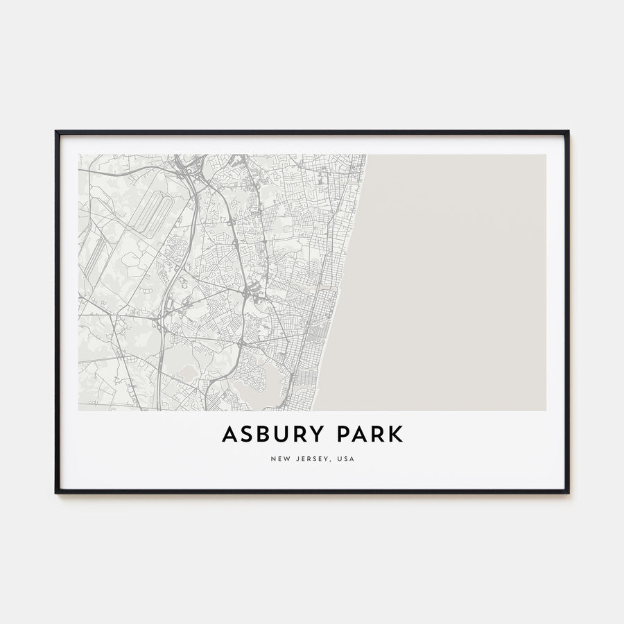 Asbury Park Map Landscape Poster