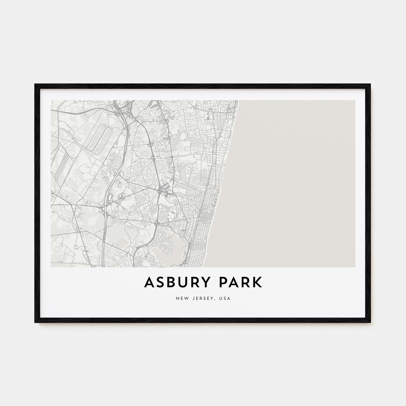 Asbury Park Map Landscape Poster