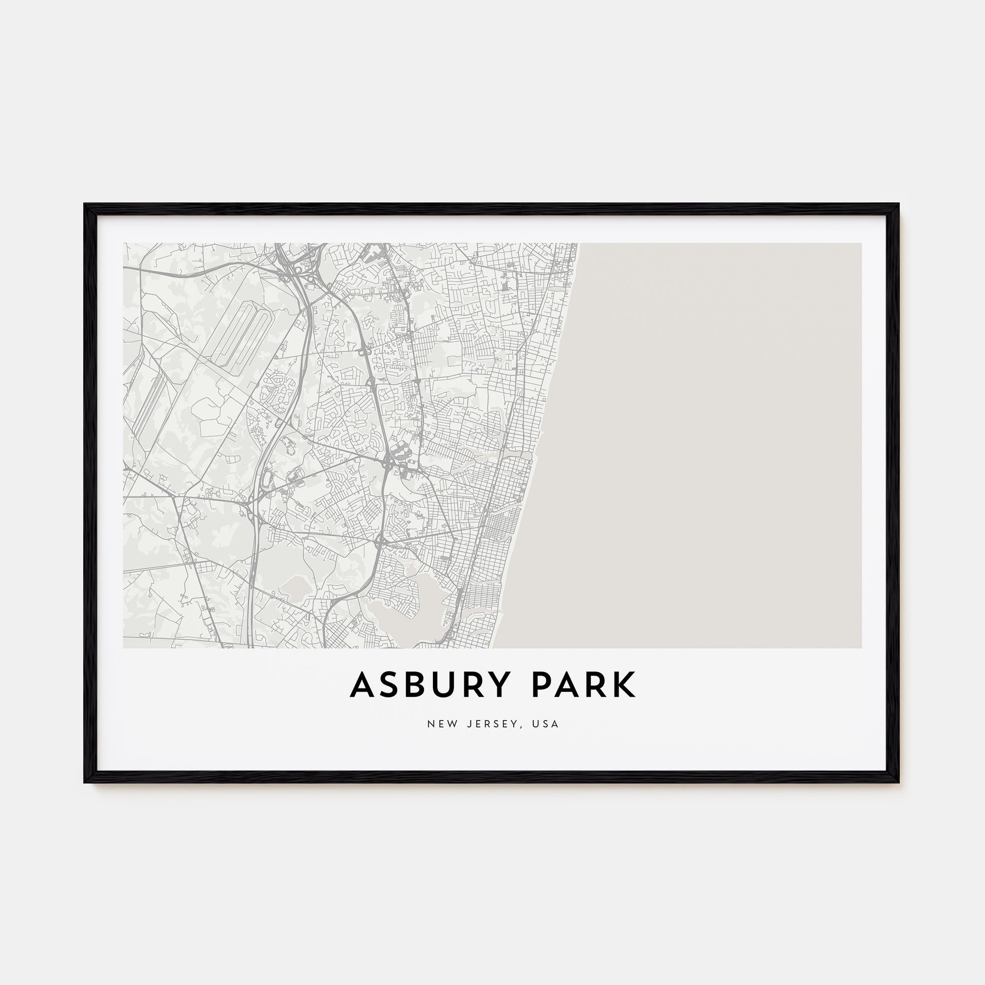 Asbury Park Map Landscape Poster