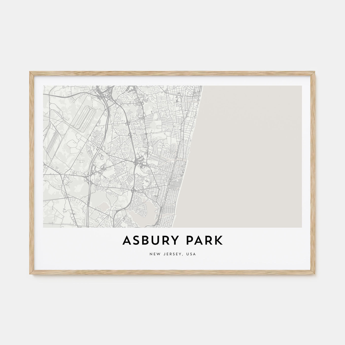 Asbury Park Map Landscape Poster
