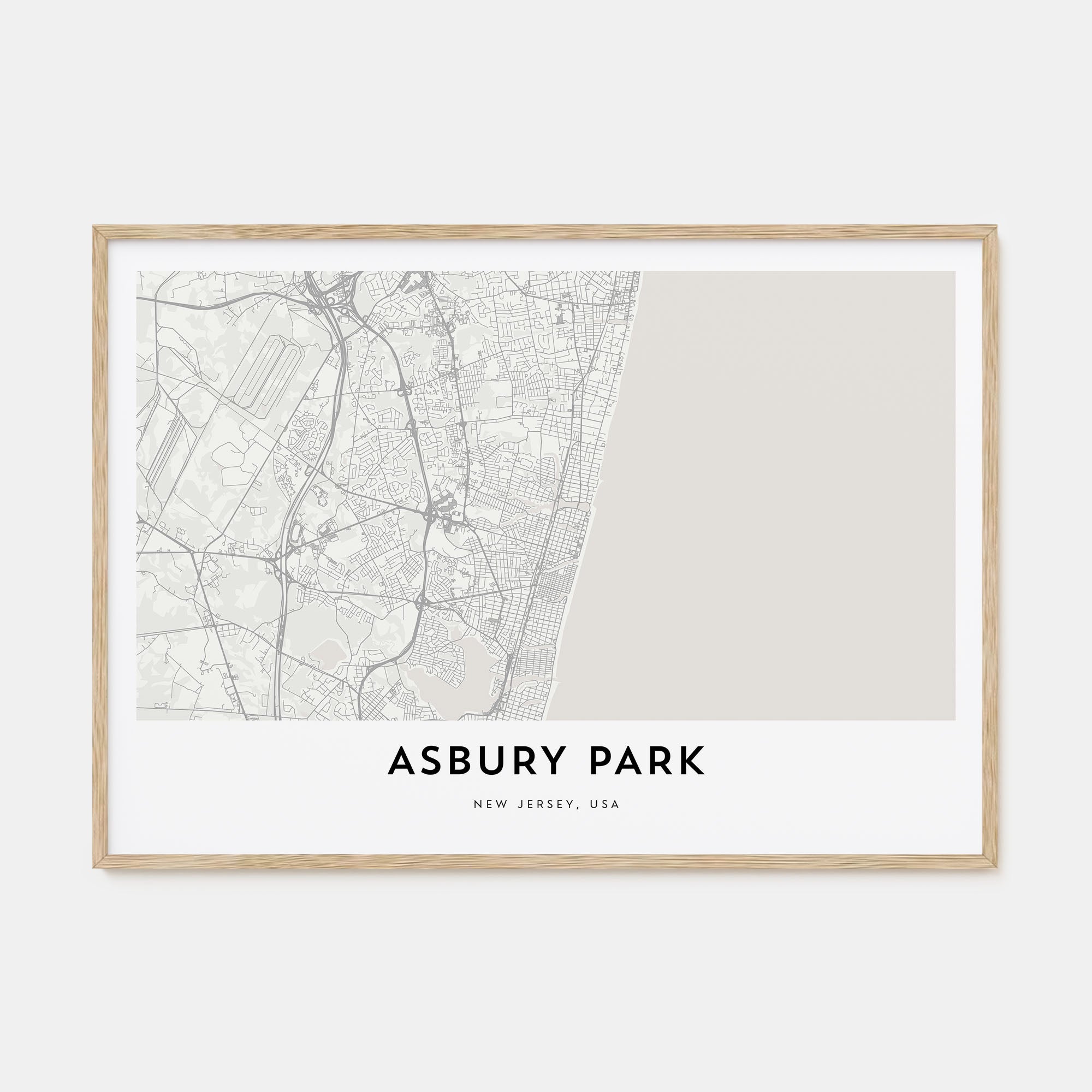 Asbury Park Map Landscape Poster