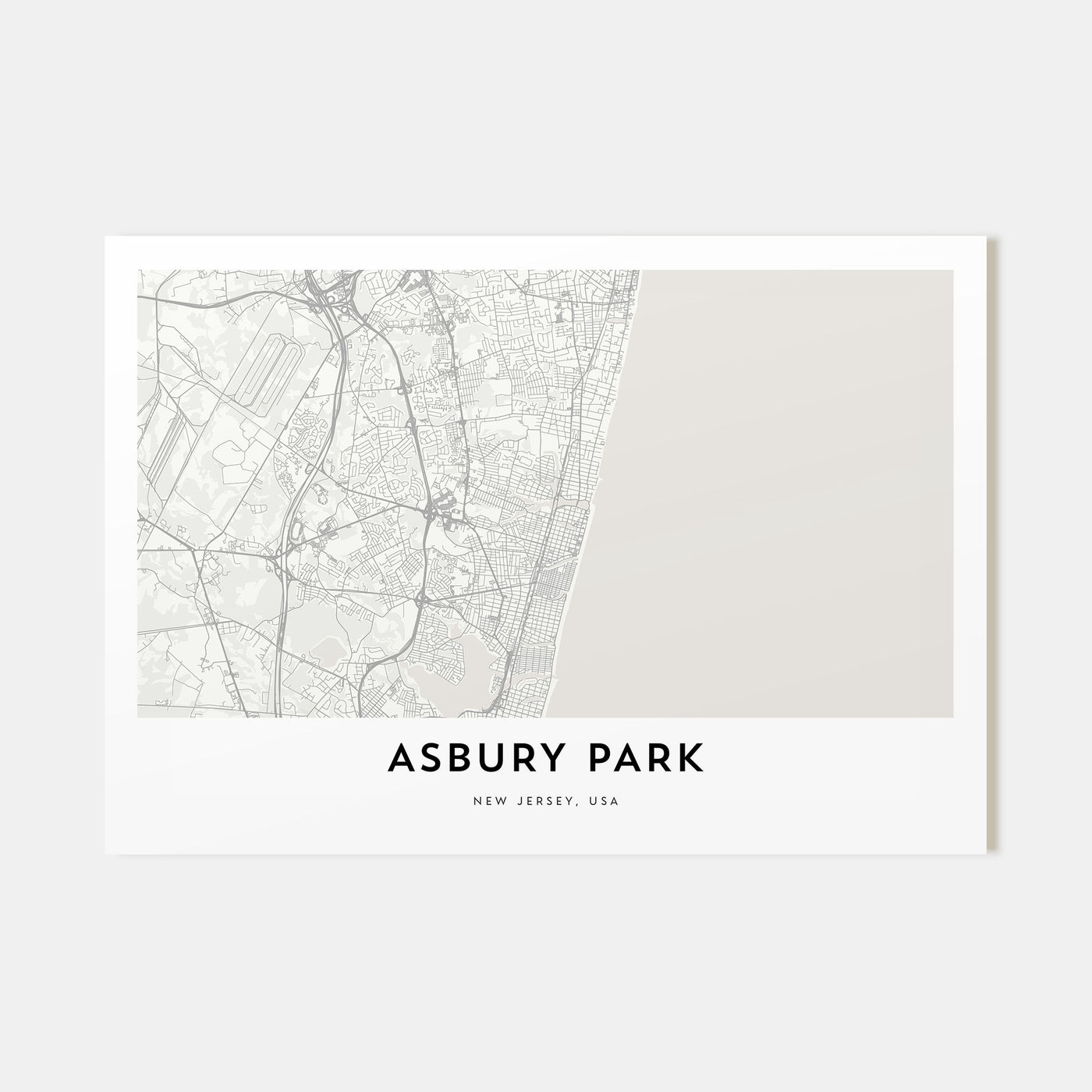 Asbury Park Map Landscape Poster