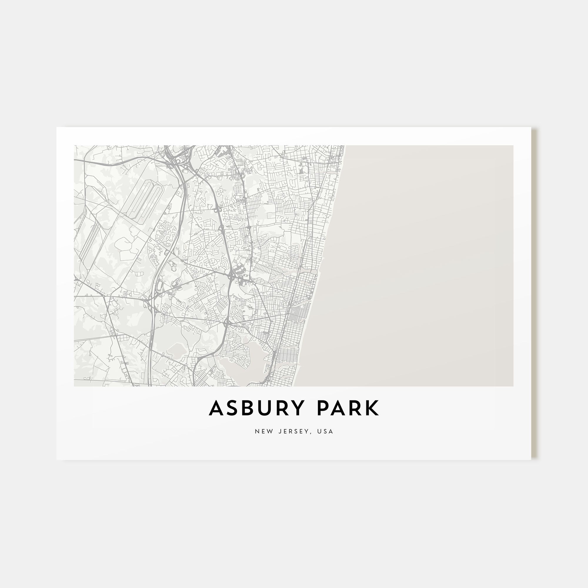 Asbury Park Map Landscape Poster