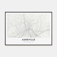 Asheville Map Landscape Poster