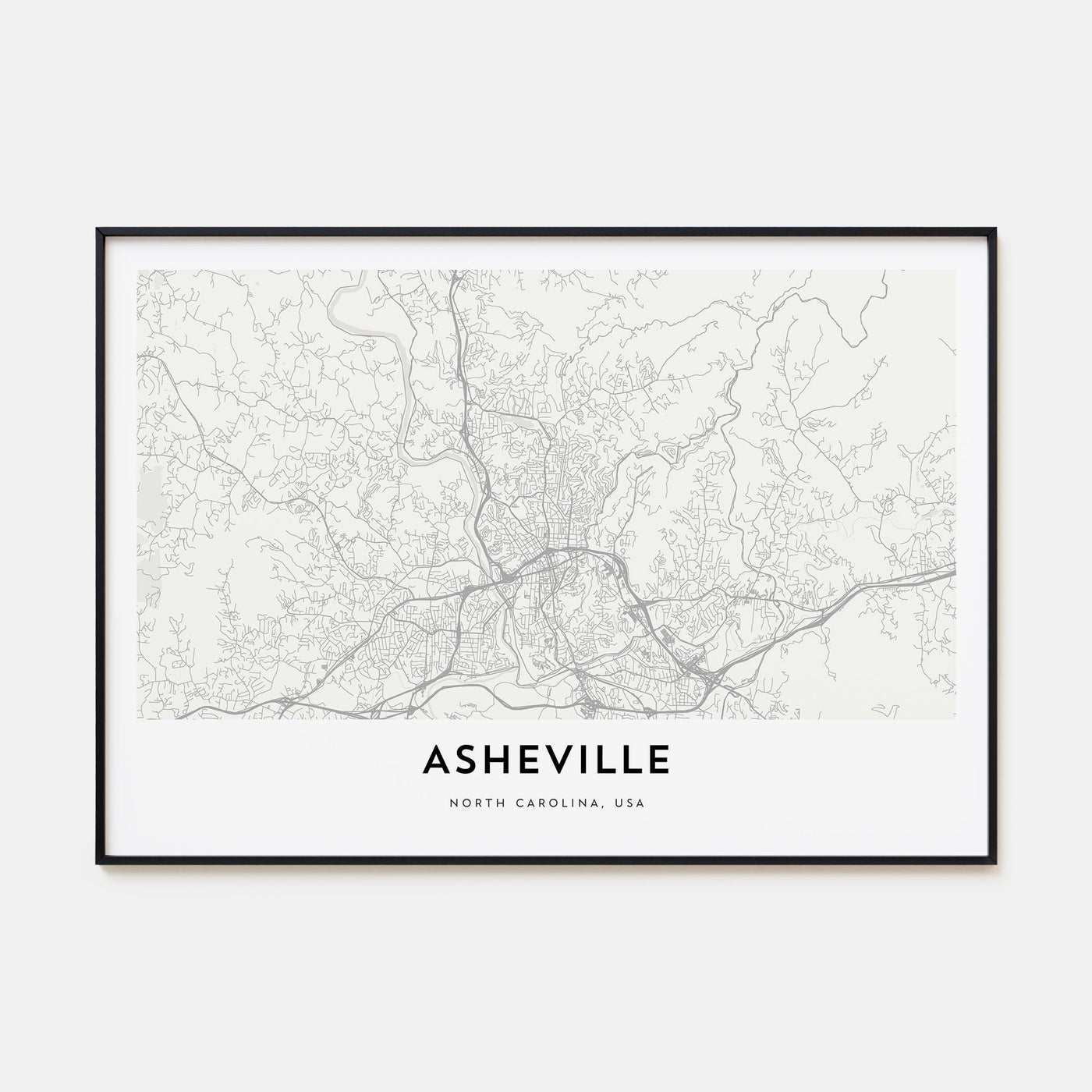 Asheville Map Landscape Poster