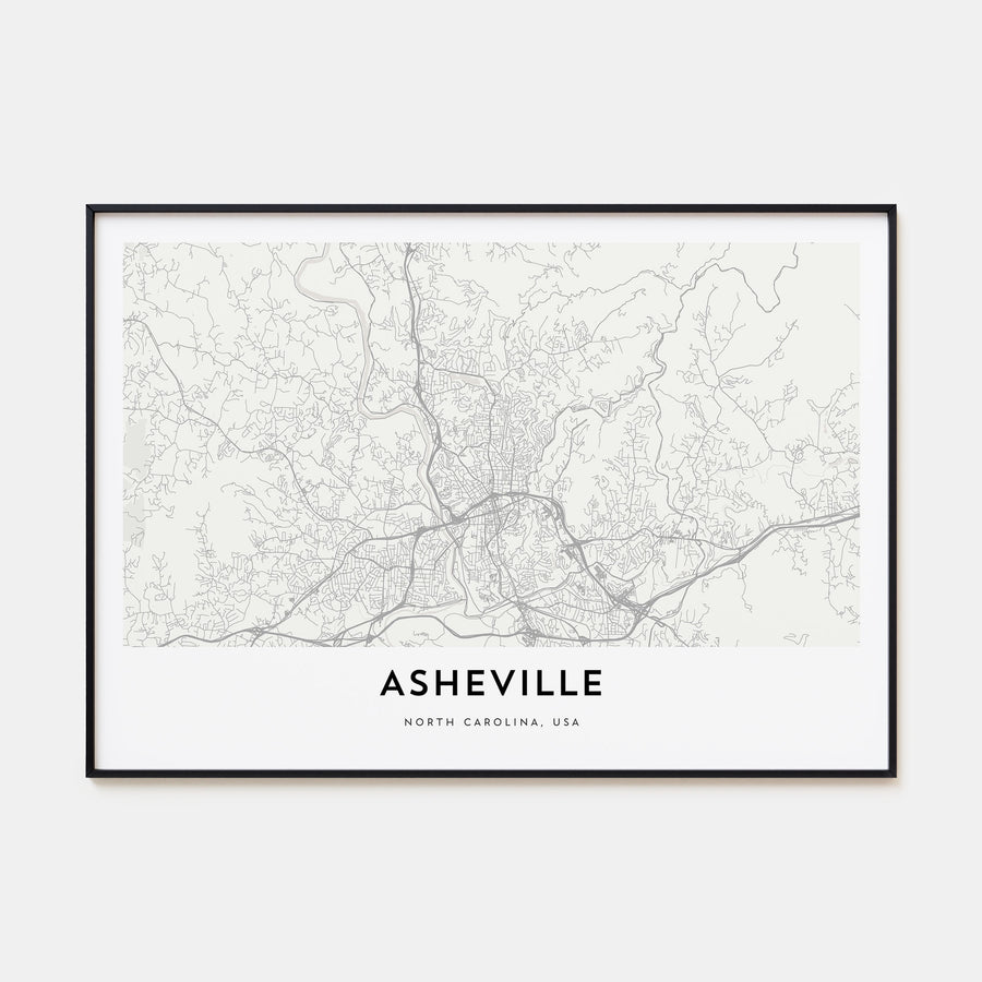 Asheville Map Landscape Poster