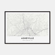 Asheville Map Landscape Poster