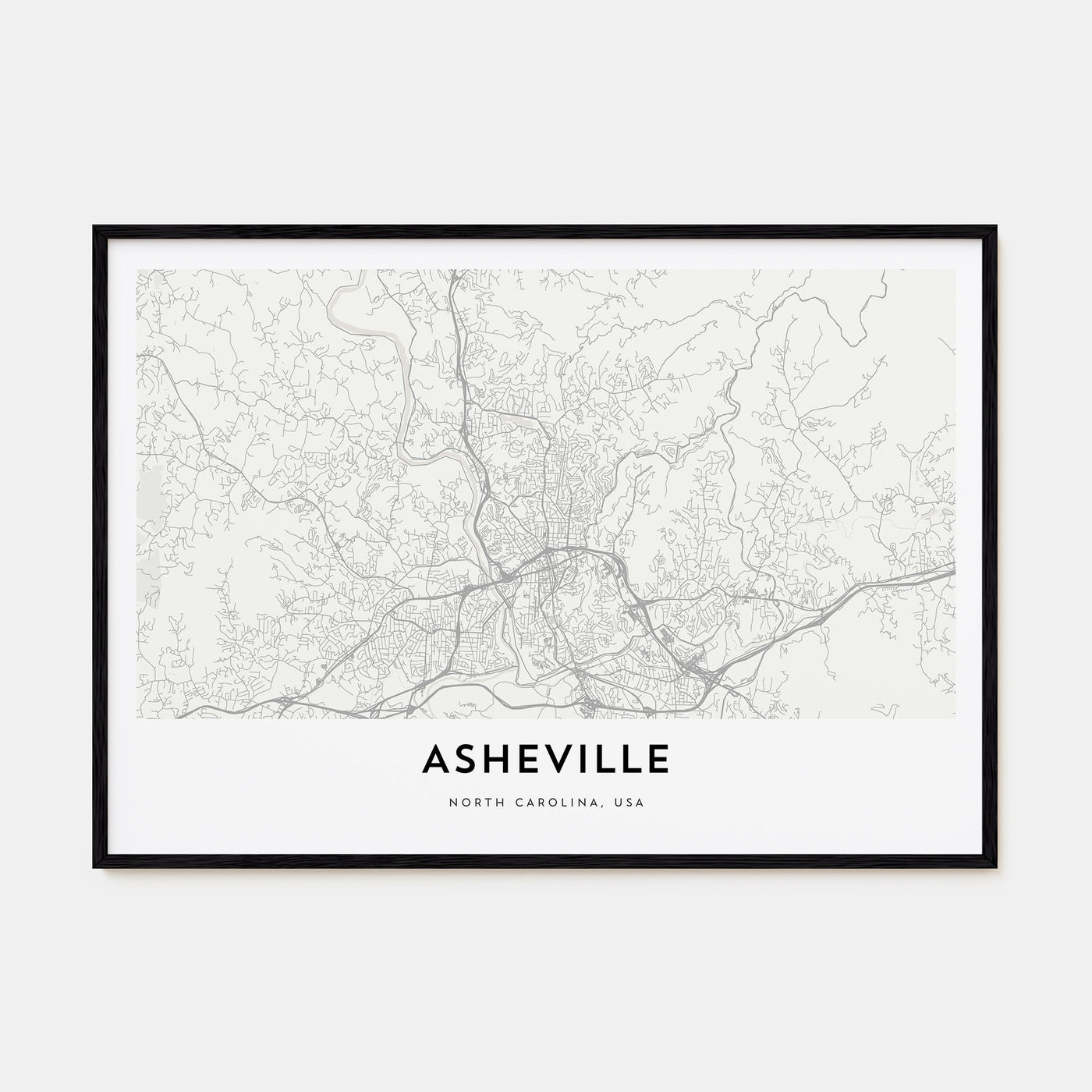 Asheville Map Landscape Poster
