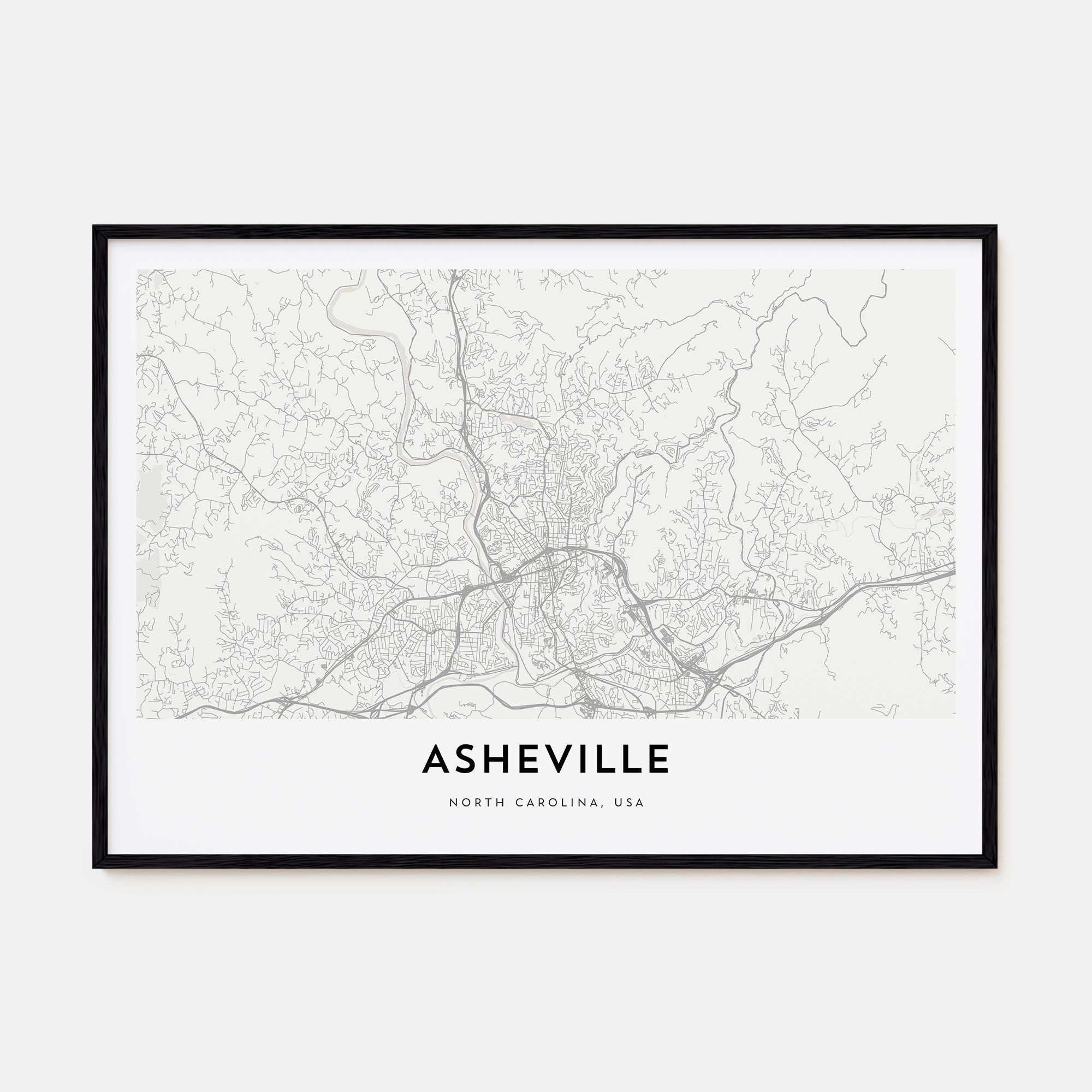 Asheville Map Landscape Poster
