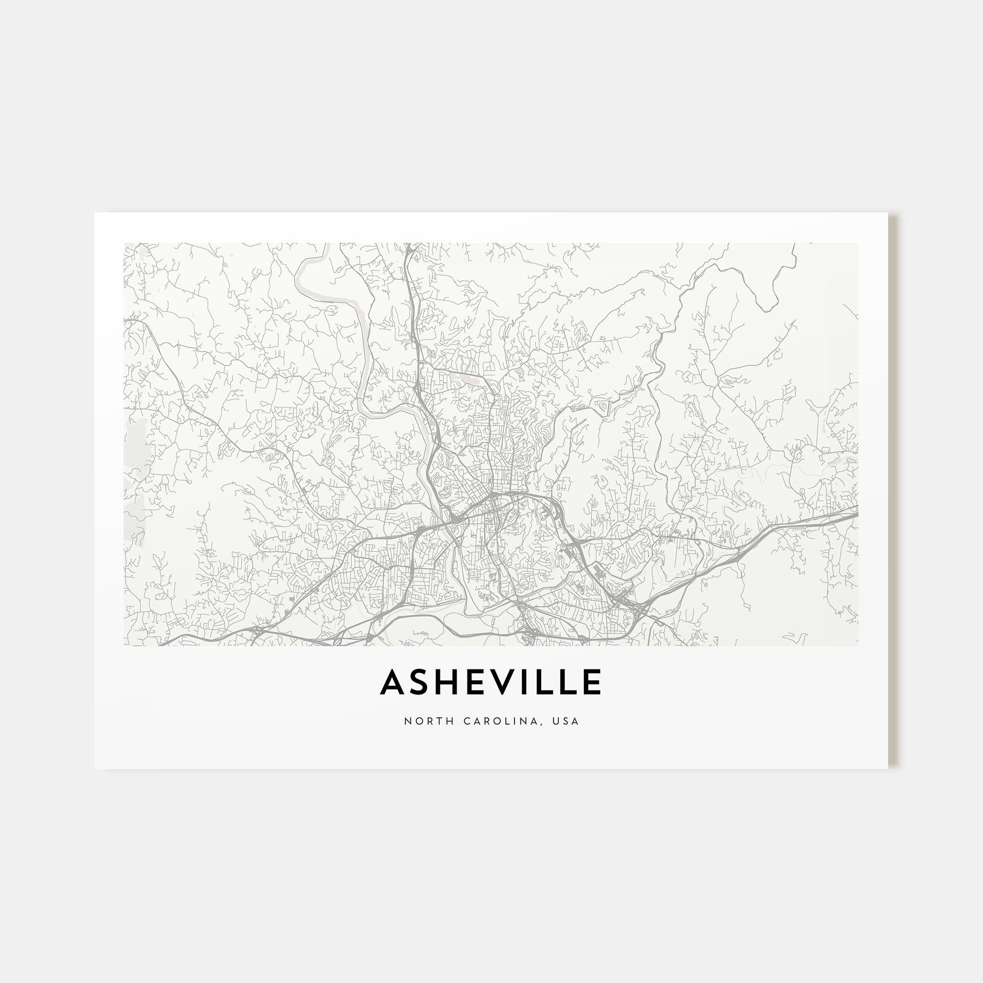 Asheville Map Landscape Poster