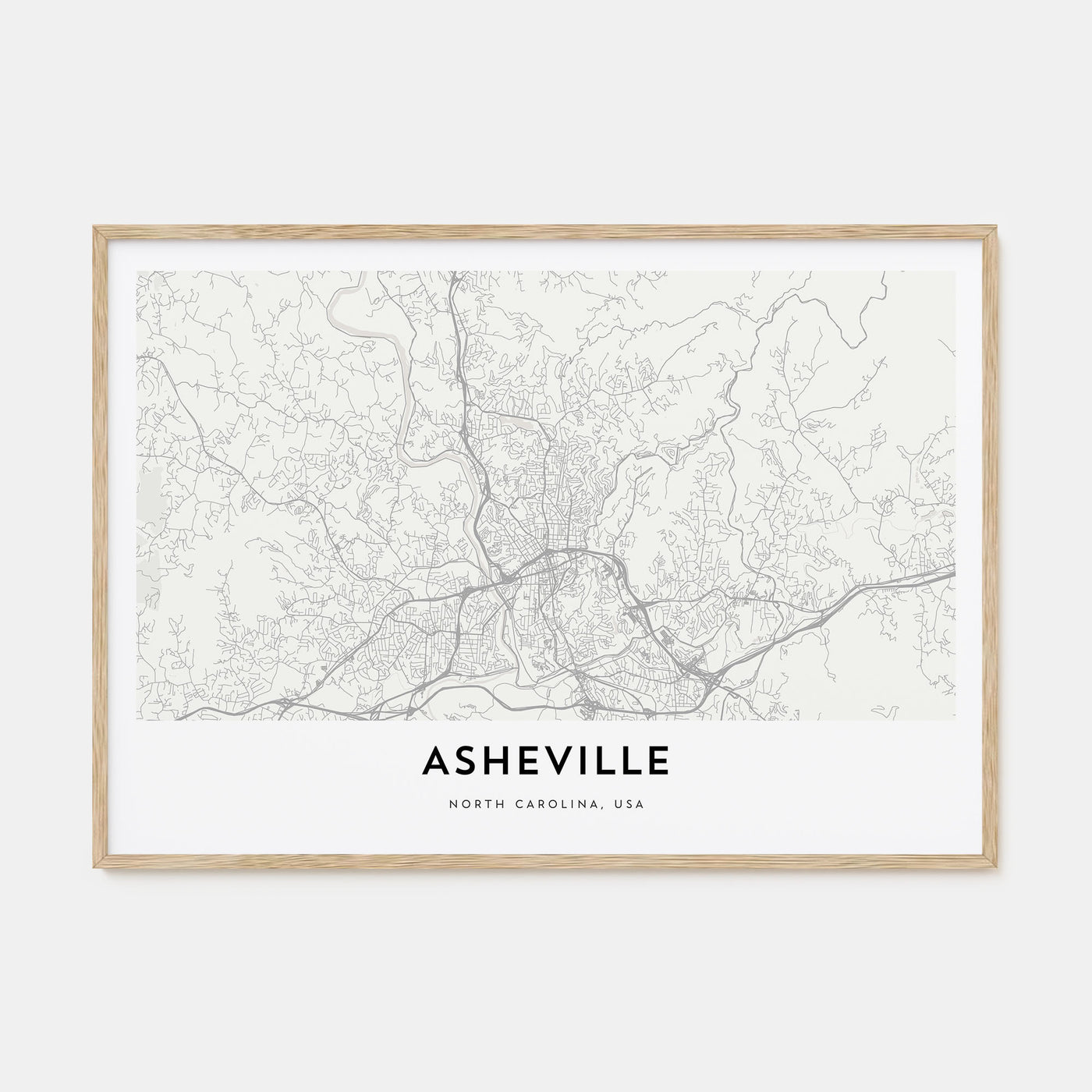 Asheville Map Landscape Poster