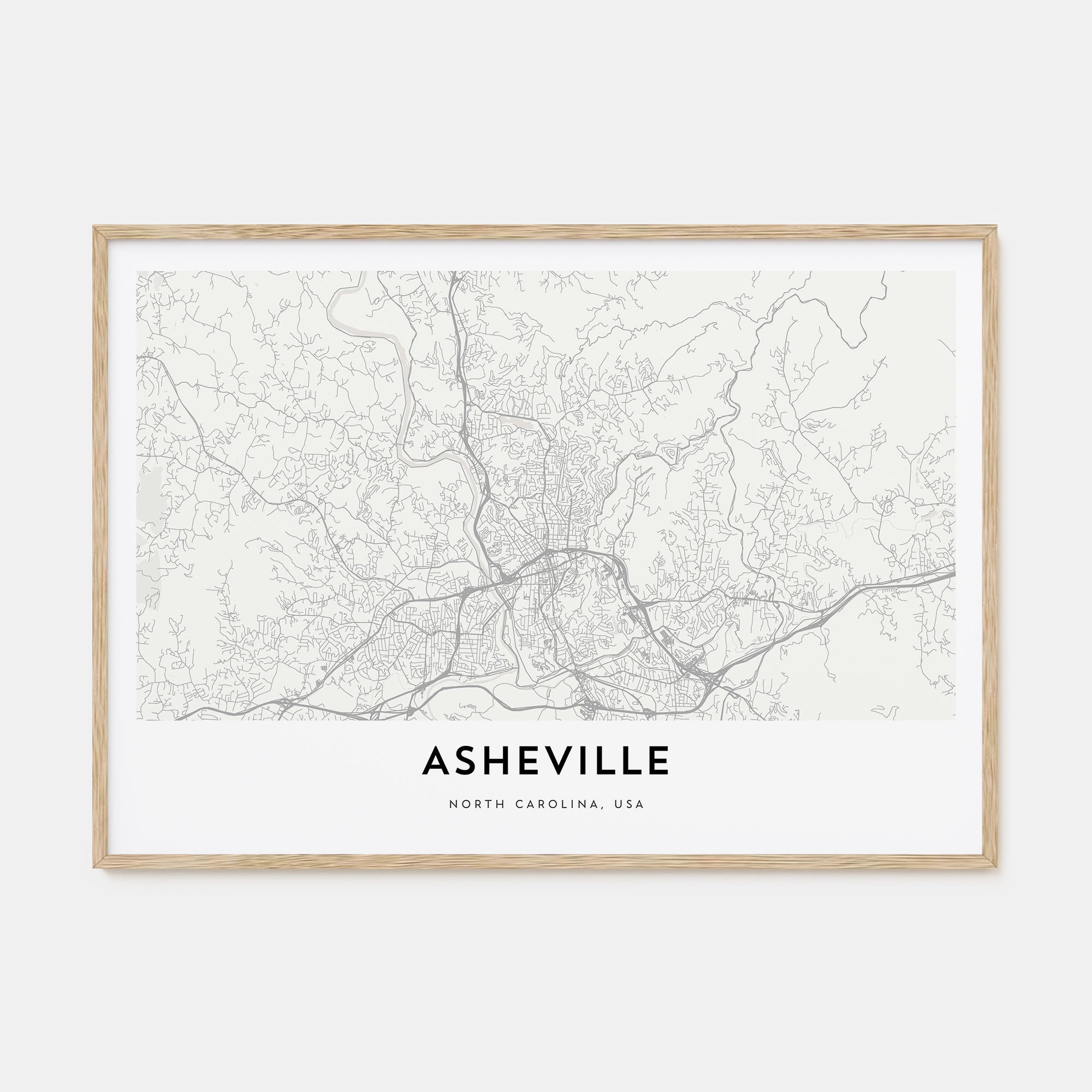 Asheville Map Landscape Poster