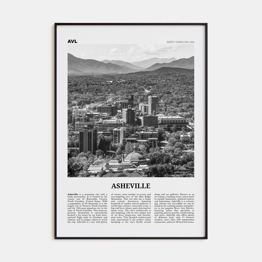 Asheville Travel B&W No 1 Poster