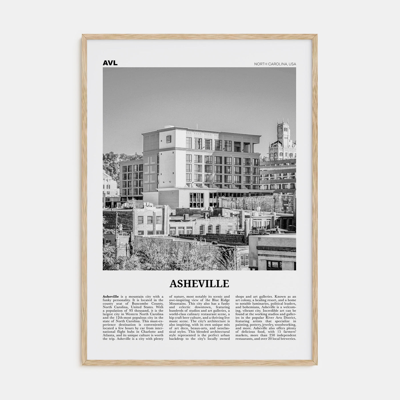 Asheville Travel B&W No 2 Poster