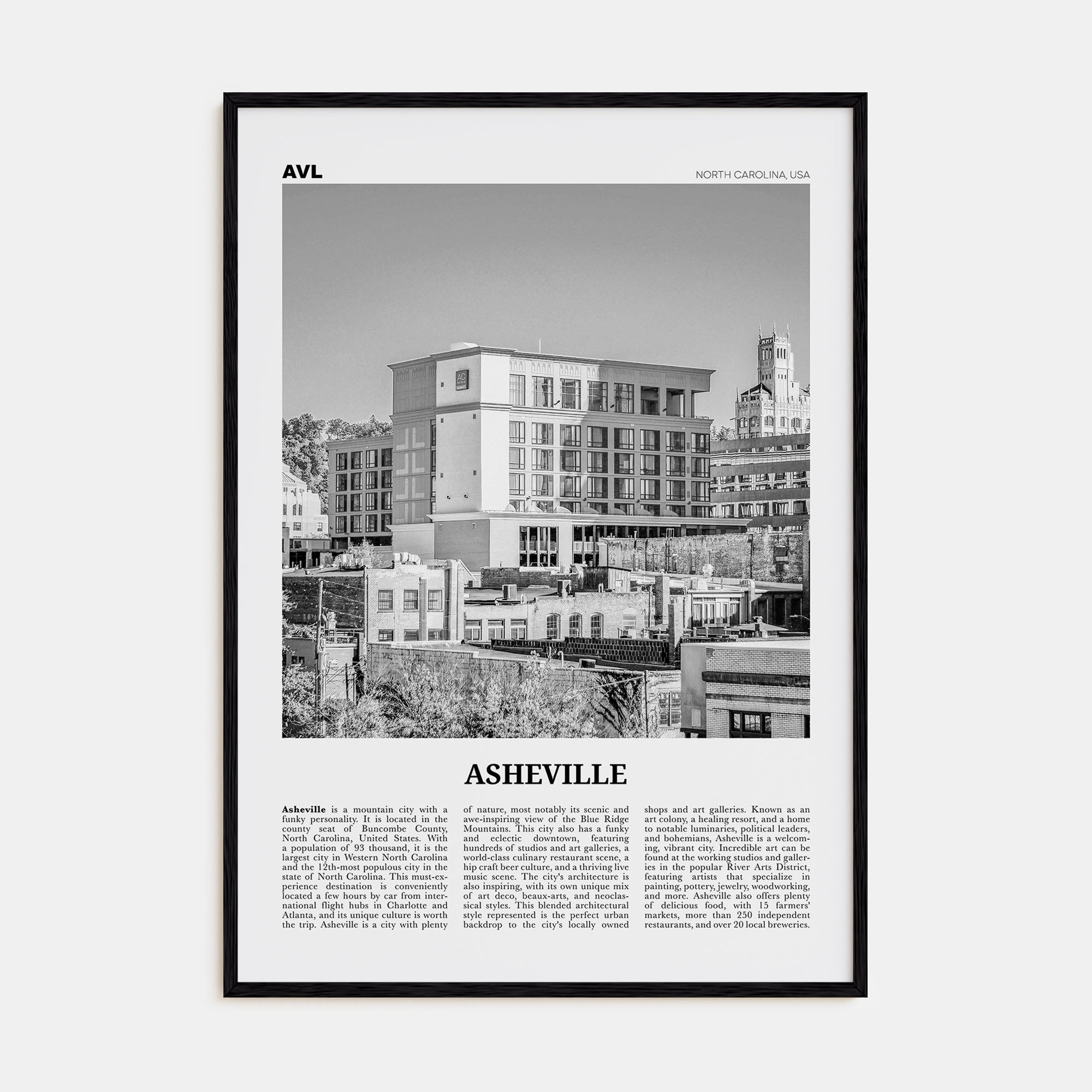 Asheville Travel B&W No 2 Poster