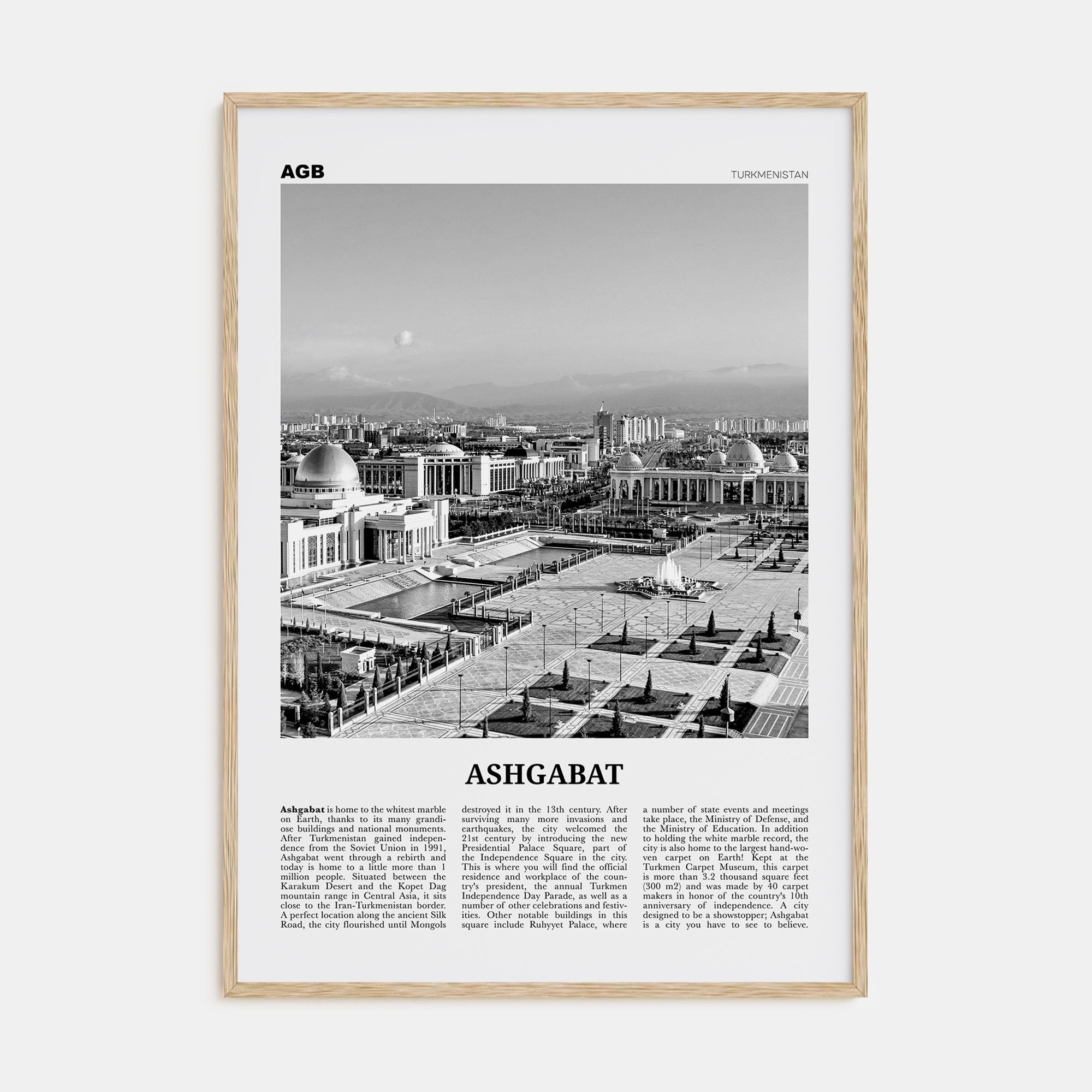 Ashgabat Travel B&W Poster