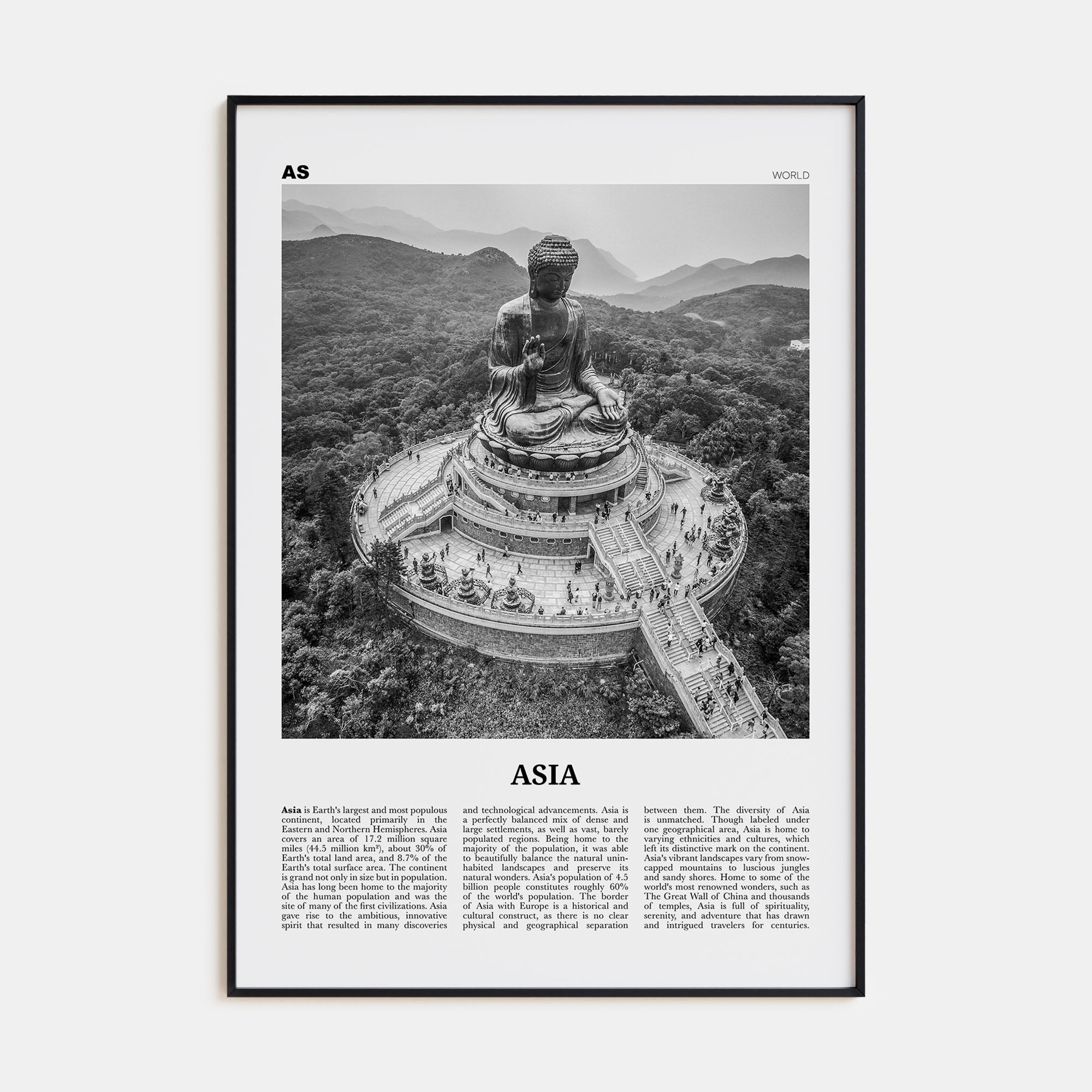 Asia Travel B&W Poster