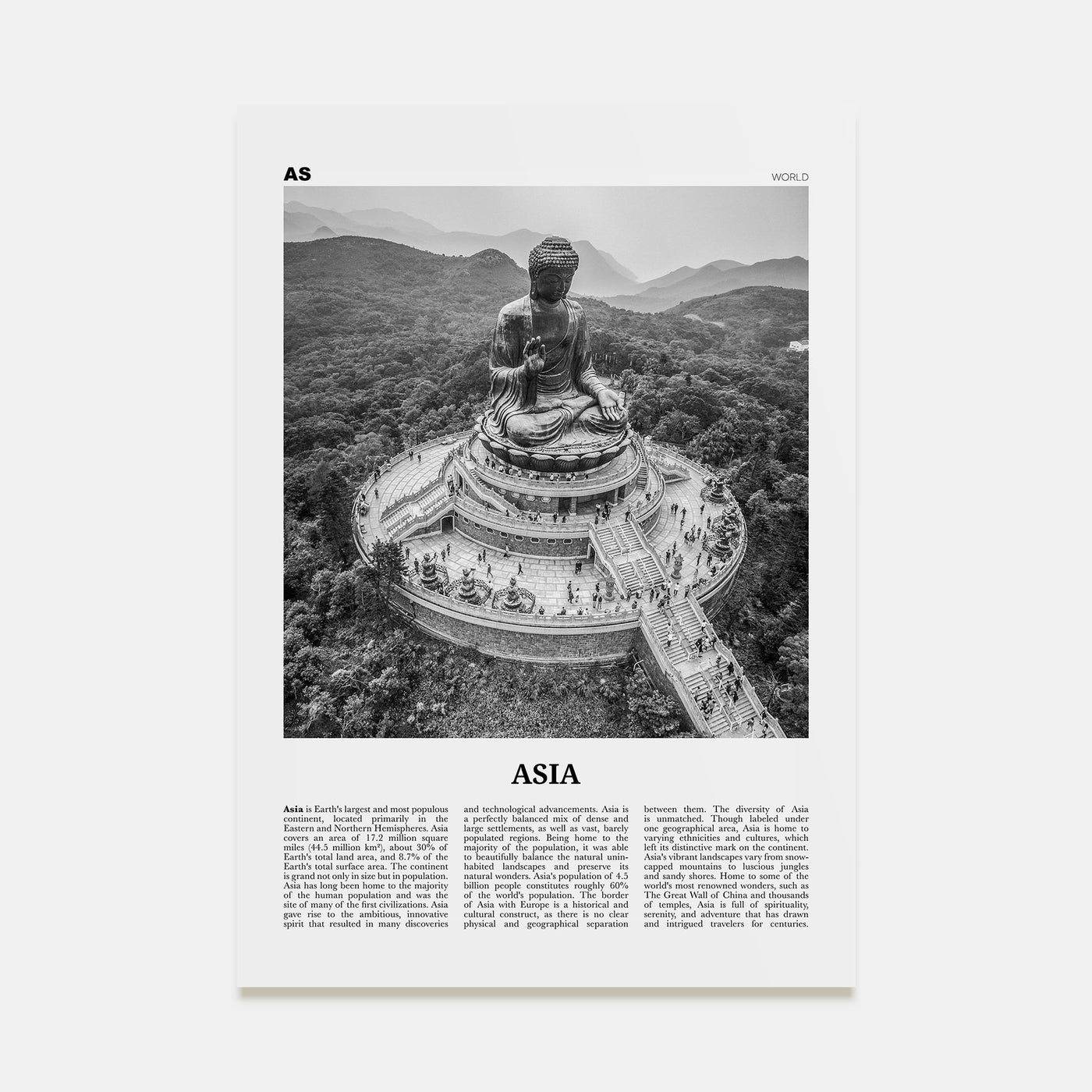 Asia Travel B&W Poster