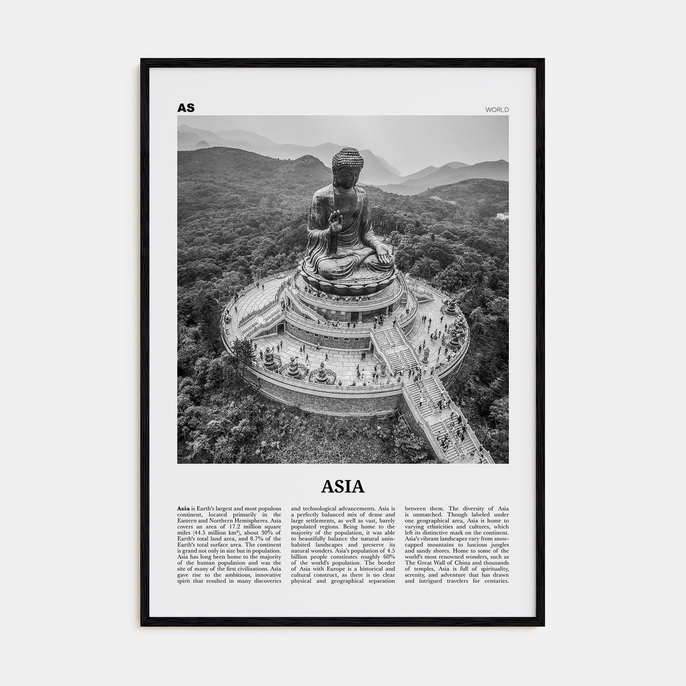 Asia Travel B&W Poster