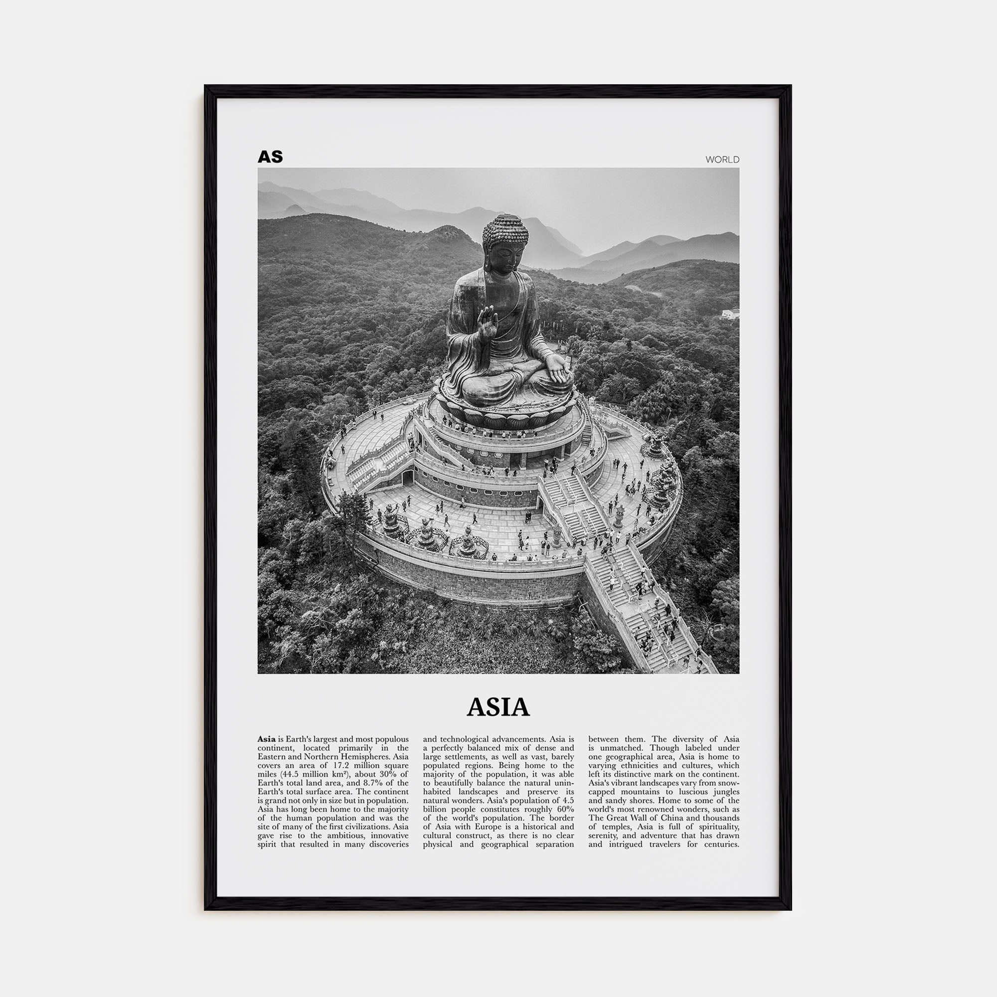 Asia Travel B&W Poster