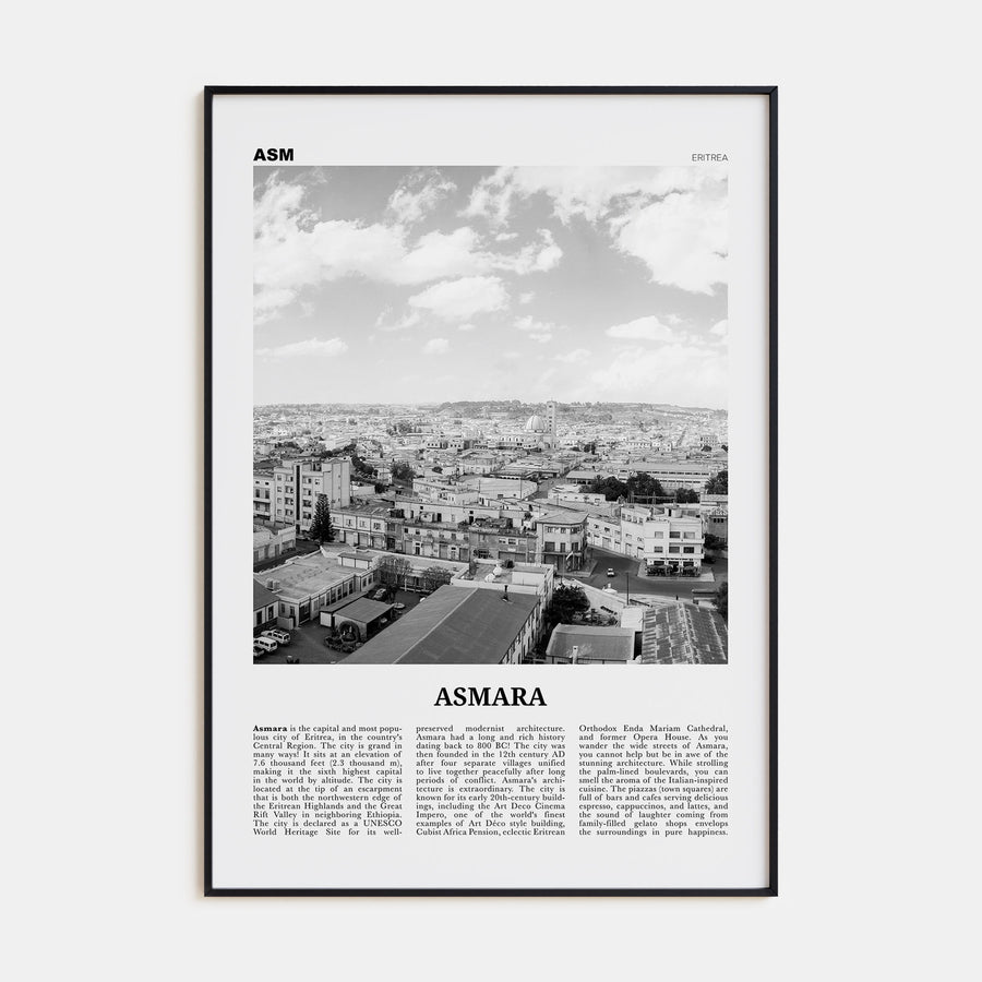 Asmara Travel B&W Poster