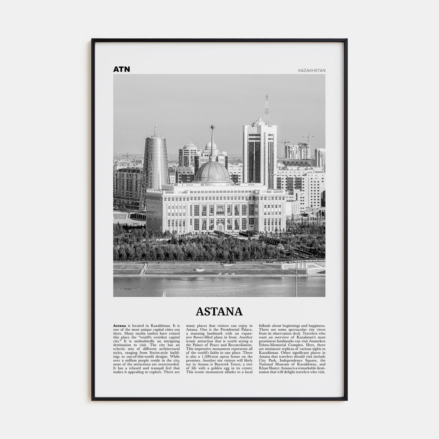 Astana Travel B&W Poster