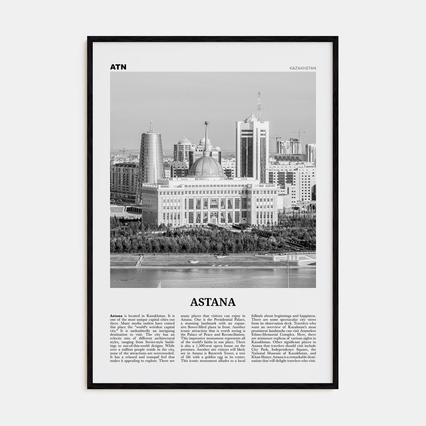 Astana Travel B&W Poster