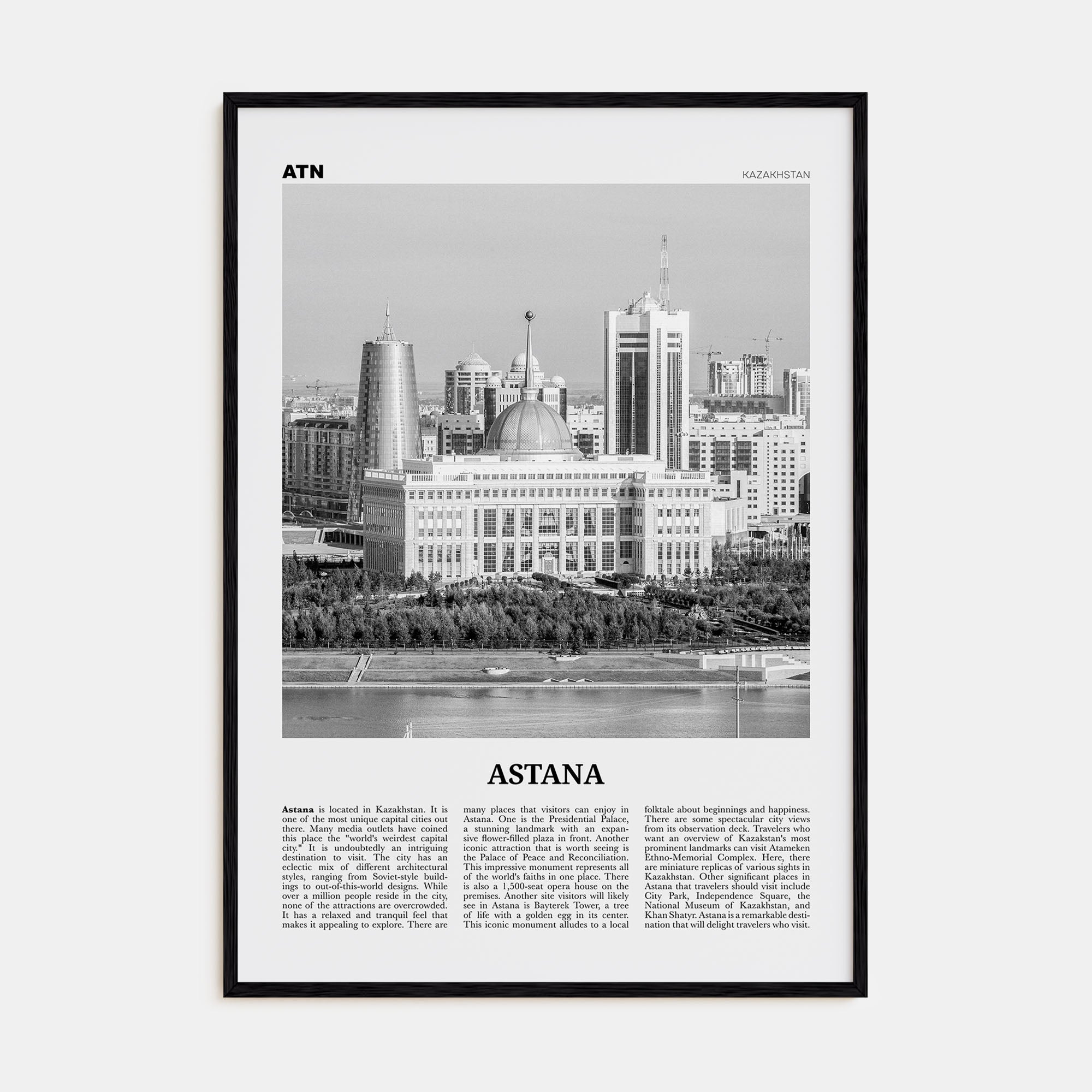 Astana Travel B&W Poster