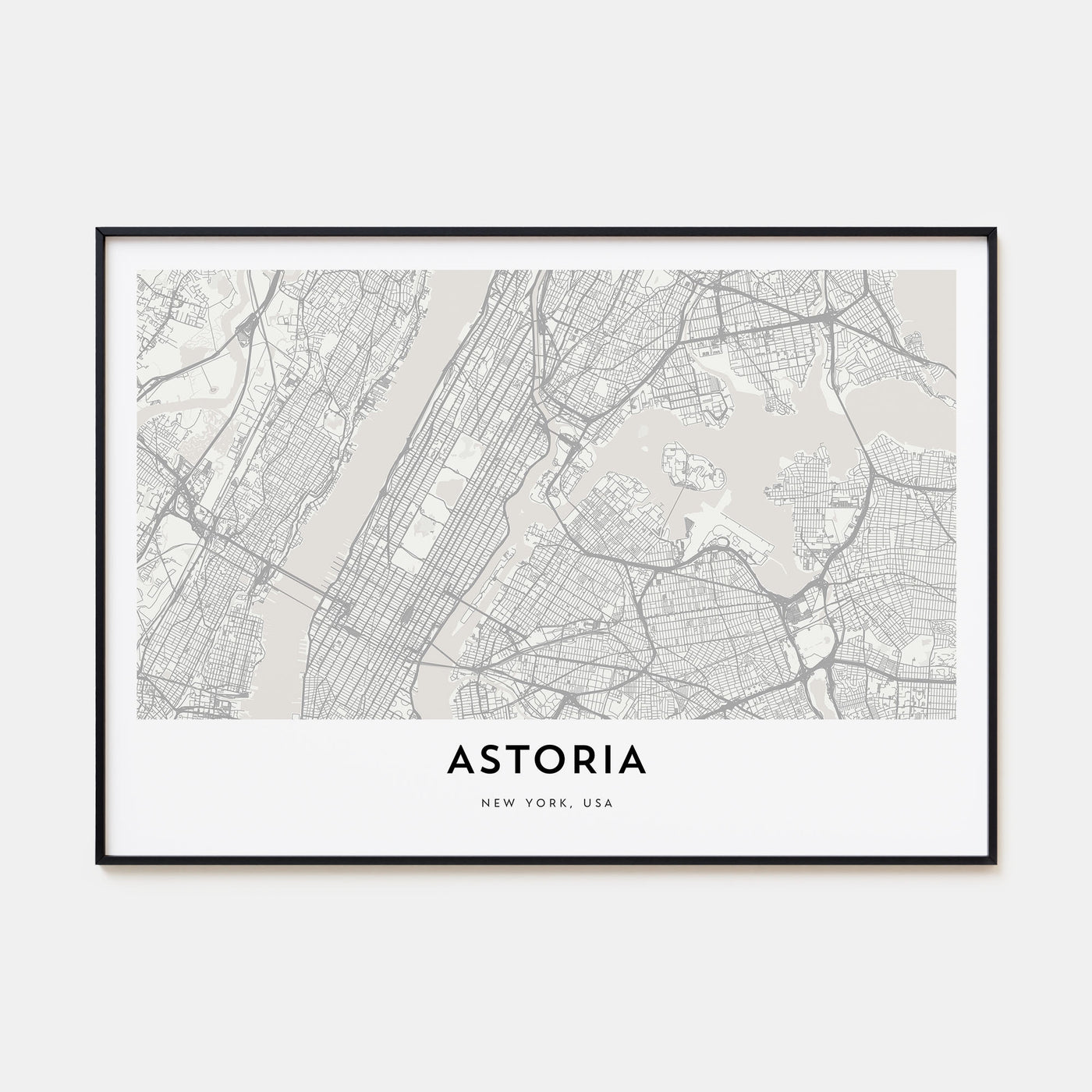 Astoria, New York Map Landscape Poster