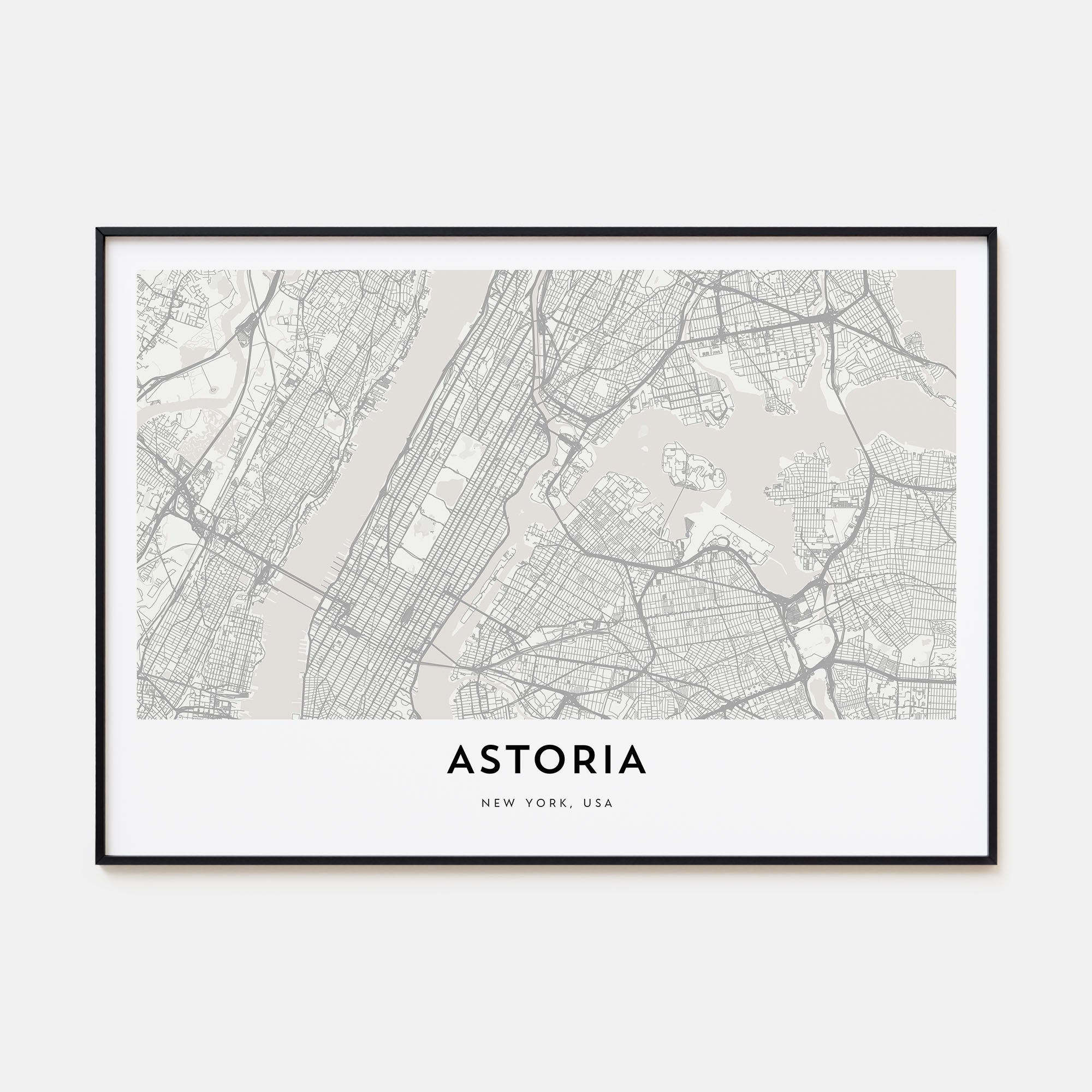 Astoria, New York Map Landscape Poster