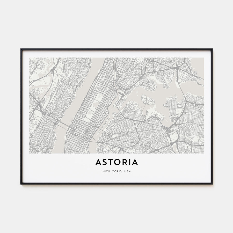 Astoria, New York Map Landscape Poster