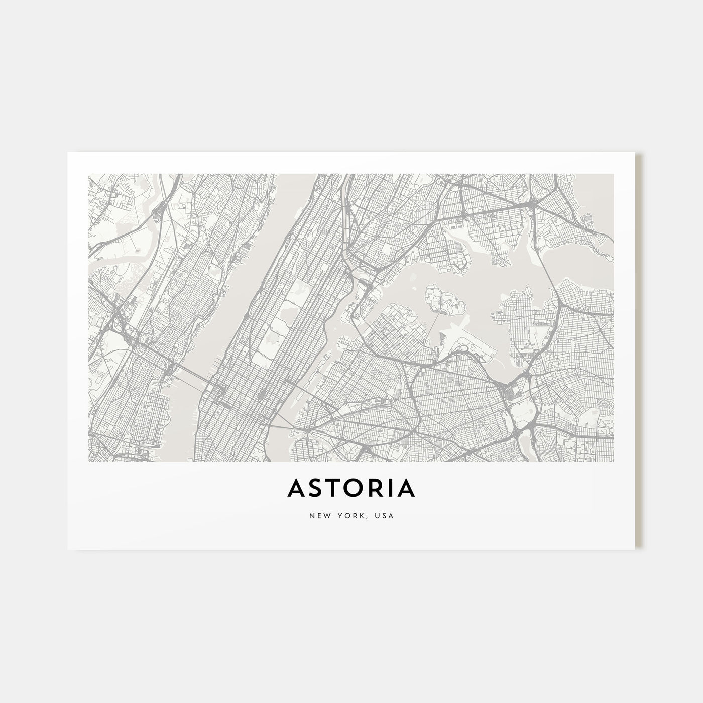 Astoria, New York Map Landscape Poster