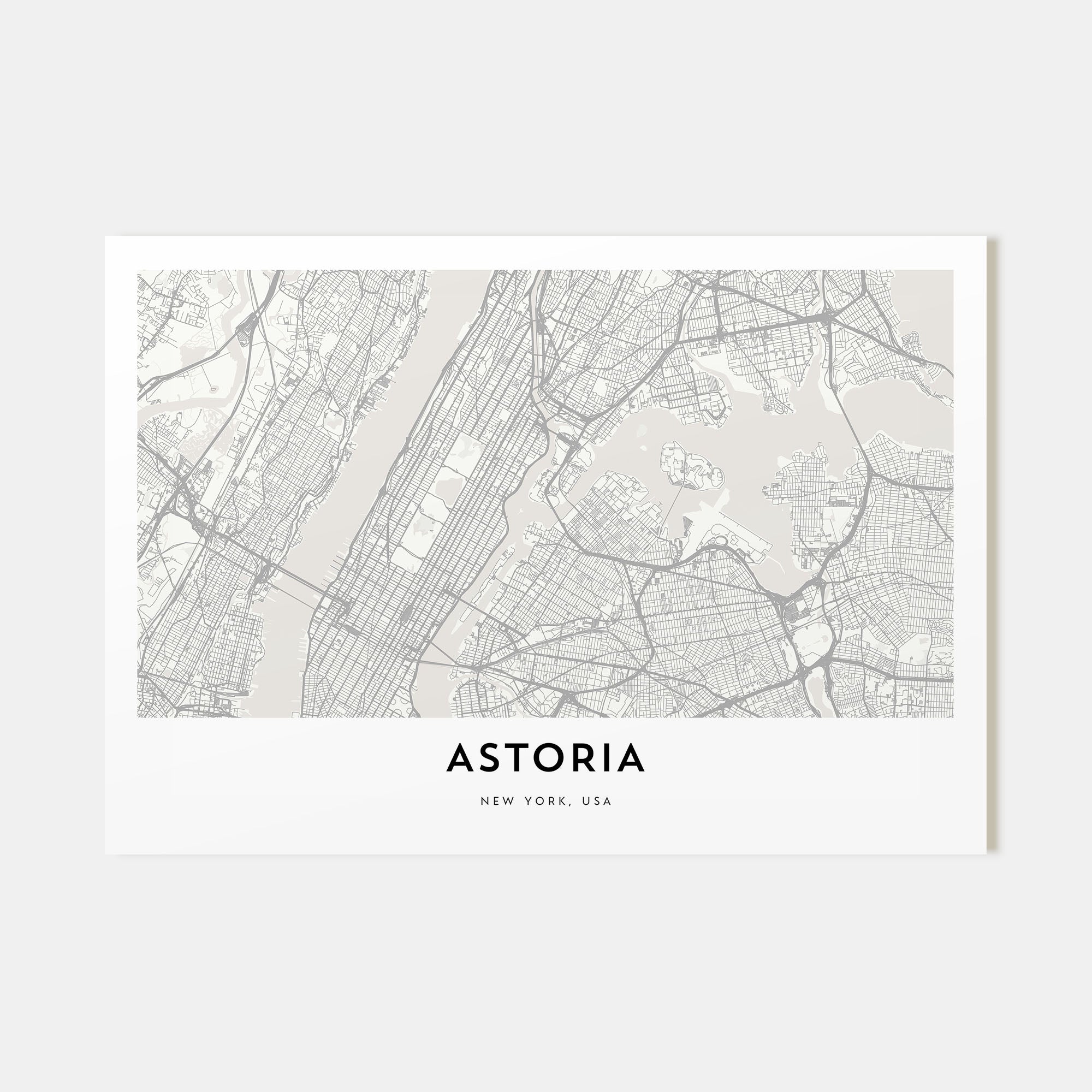 Astoria, New York Map Landscape Poster