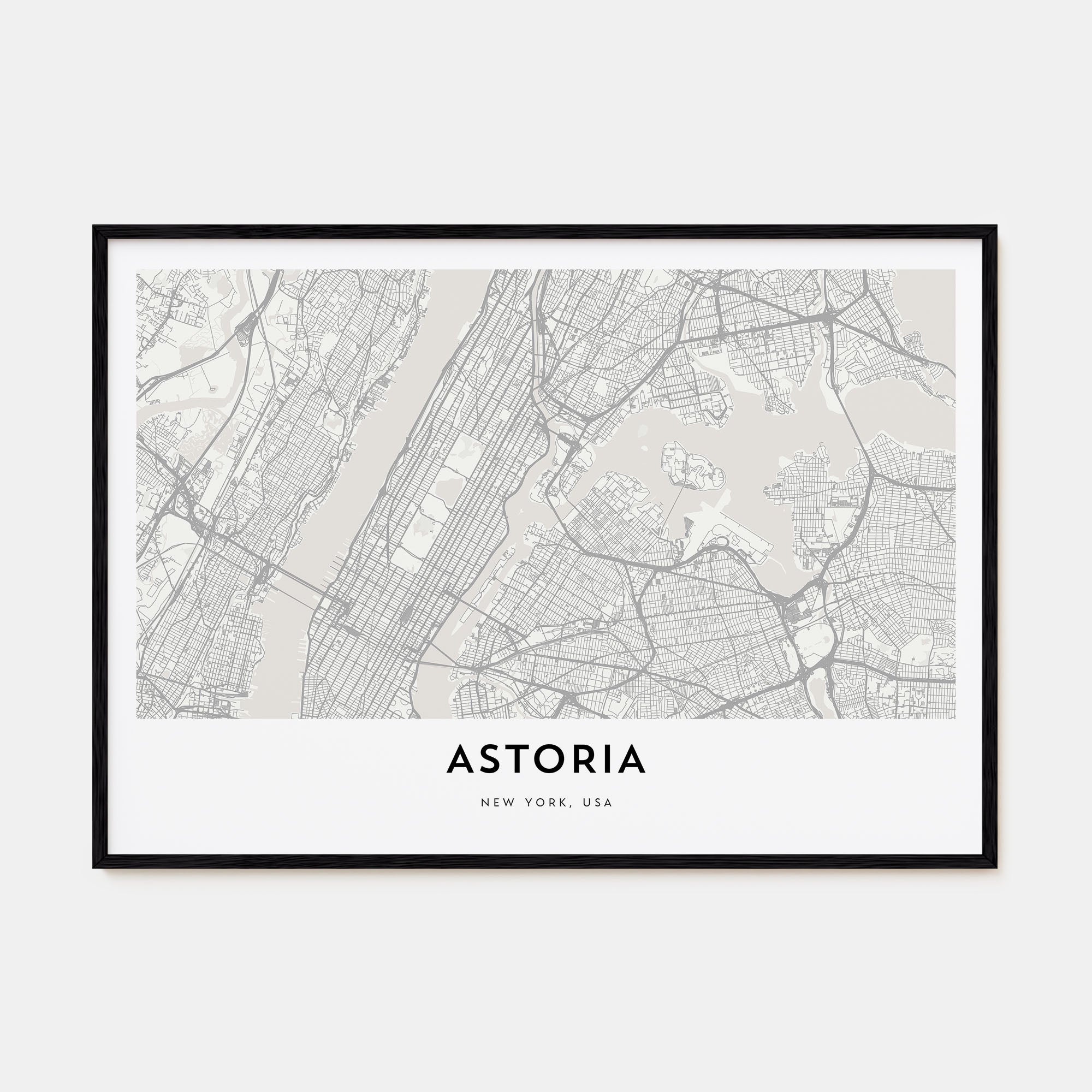 Astoria, New York Map Landscape Poster