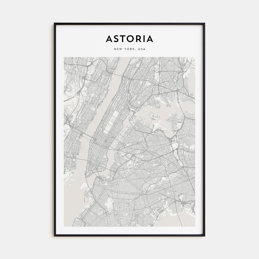 Astoria, New York Map Portrait Poster