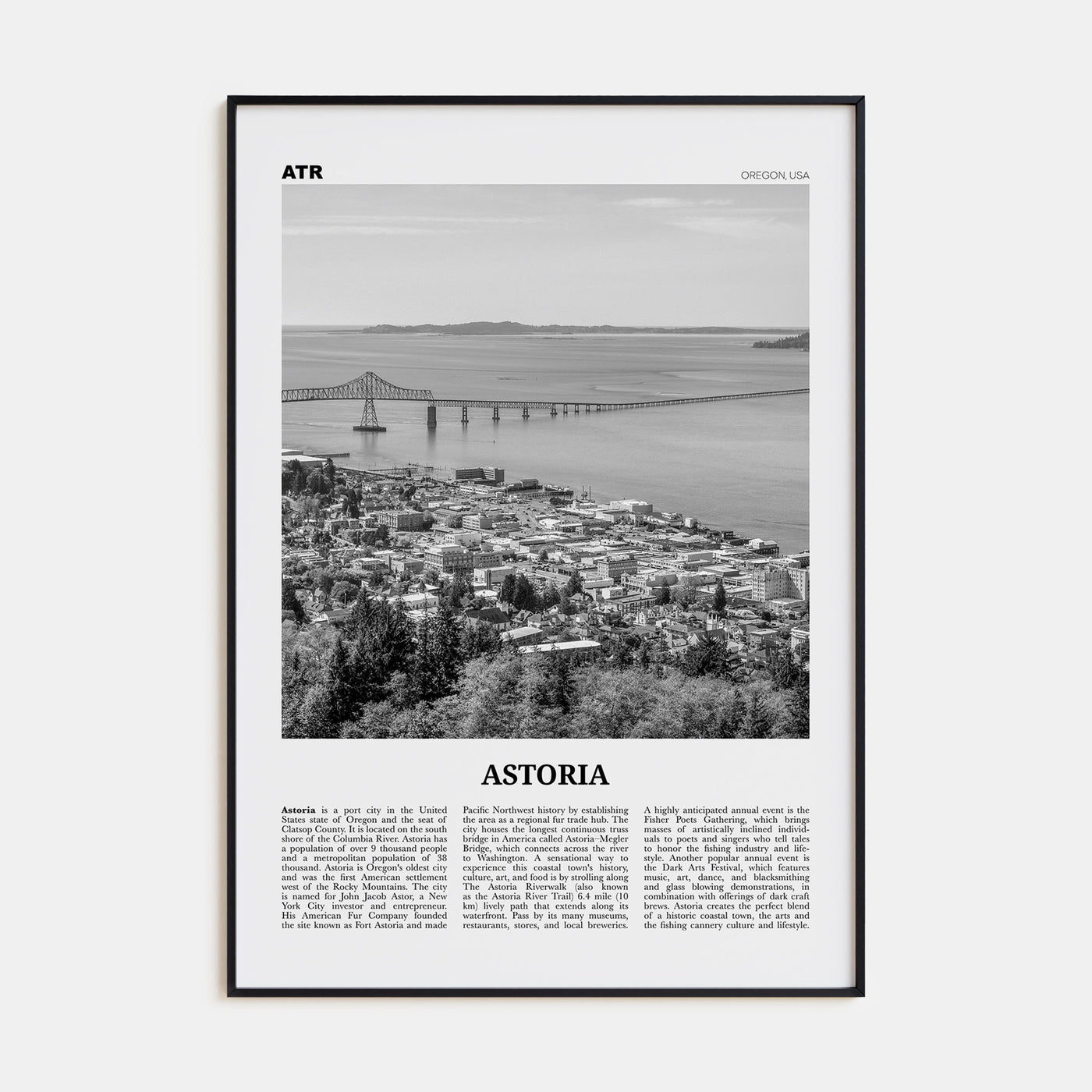Astoria, Oregon Travel B&W Poster